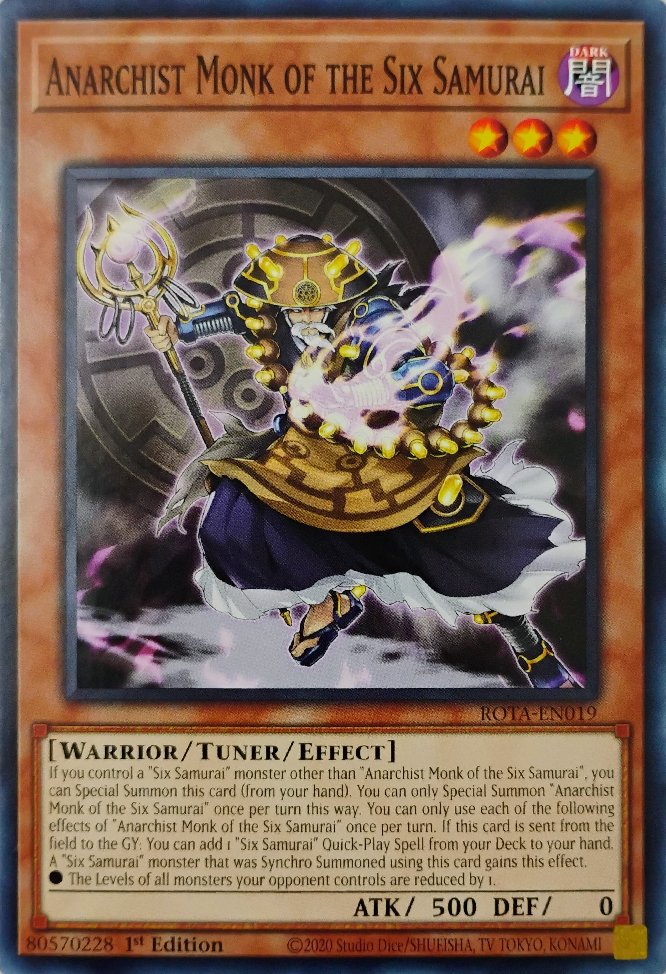 Yugioh! Anarchist Monk of the Six Samurai Rota-en019 1st edition