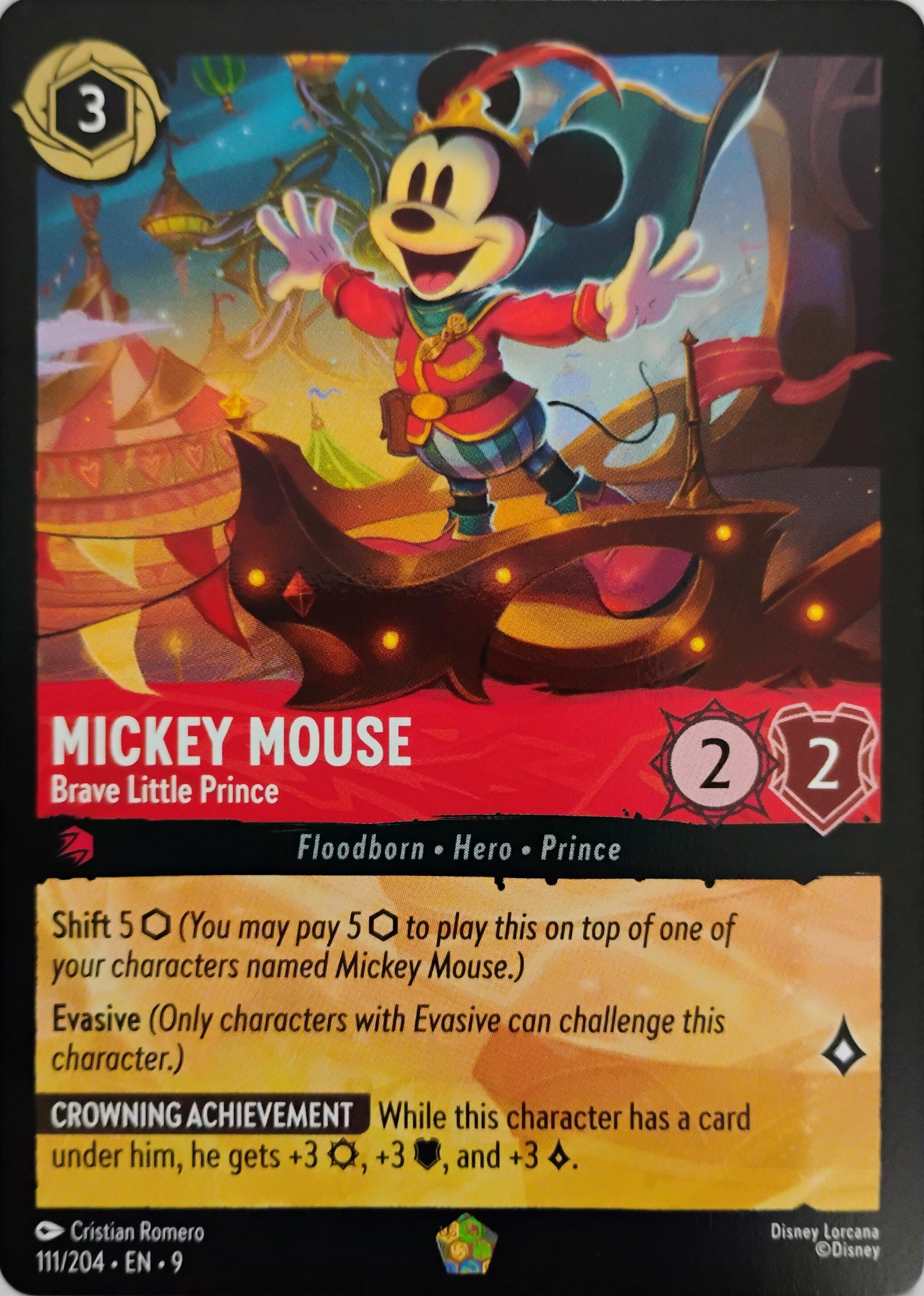 Disney Lorcana Mickey Mouse 111/204 (Bordless) Foil