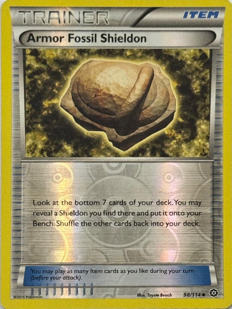 Pokémon Tcg Armor Fóssil Shieldon 98/114 Reverse