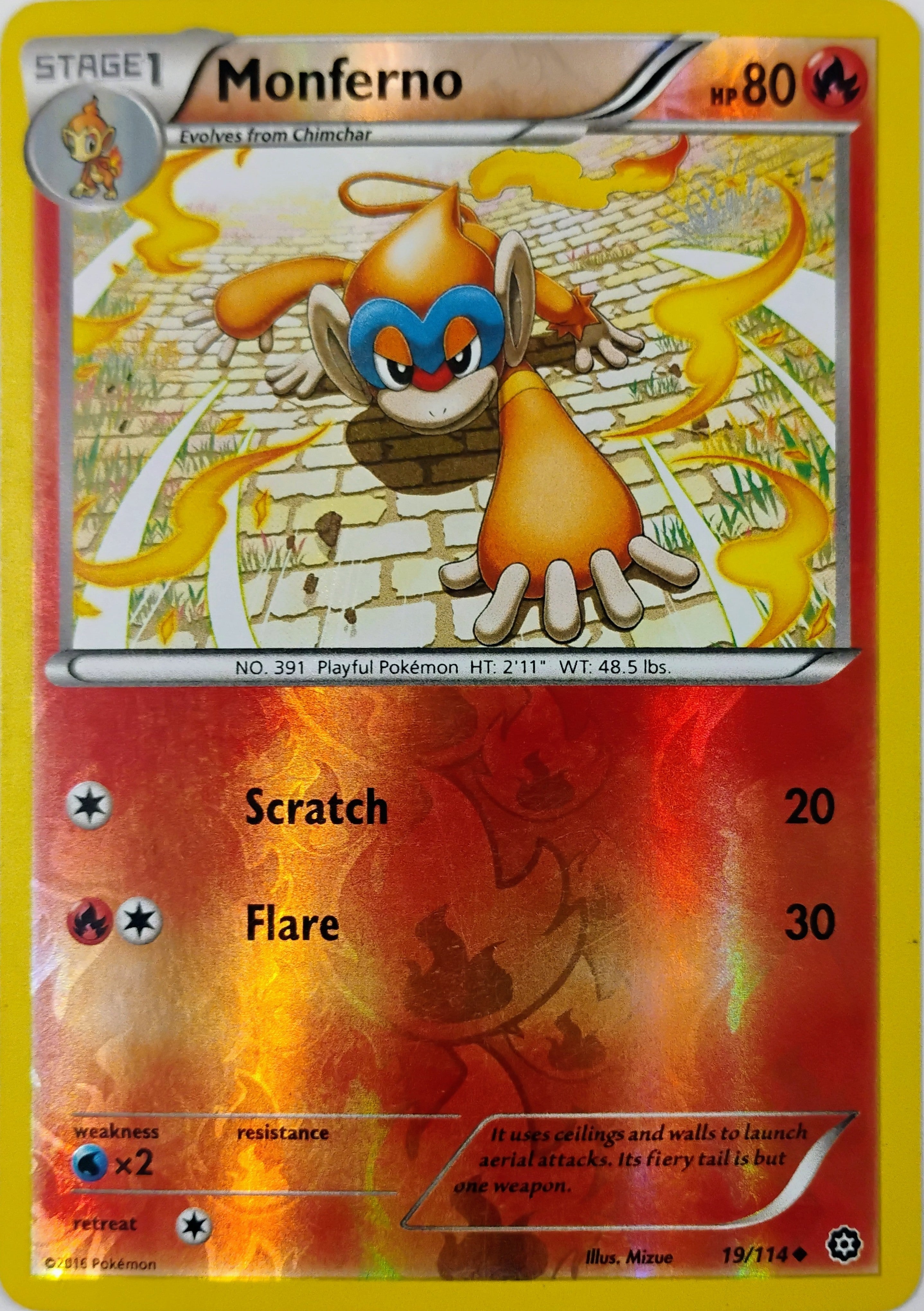 Pokémon tcg Monferno 19/114 Reverse