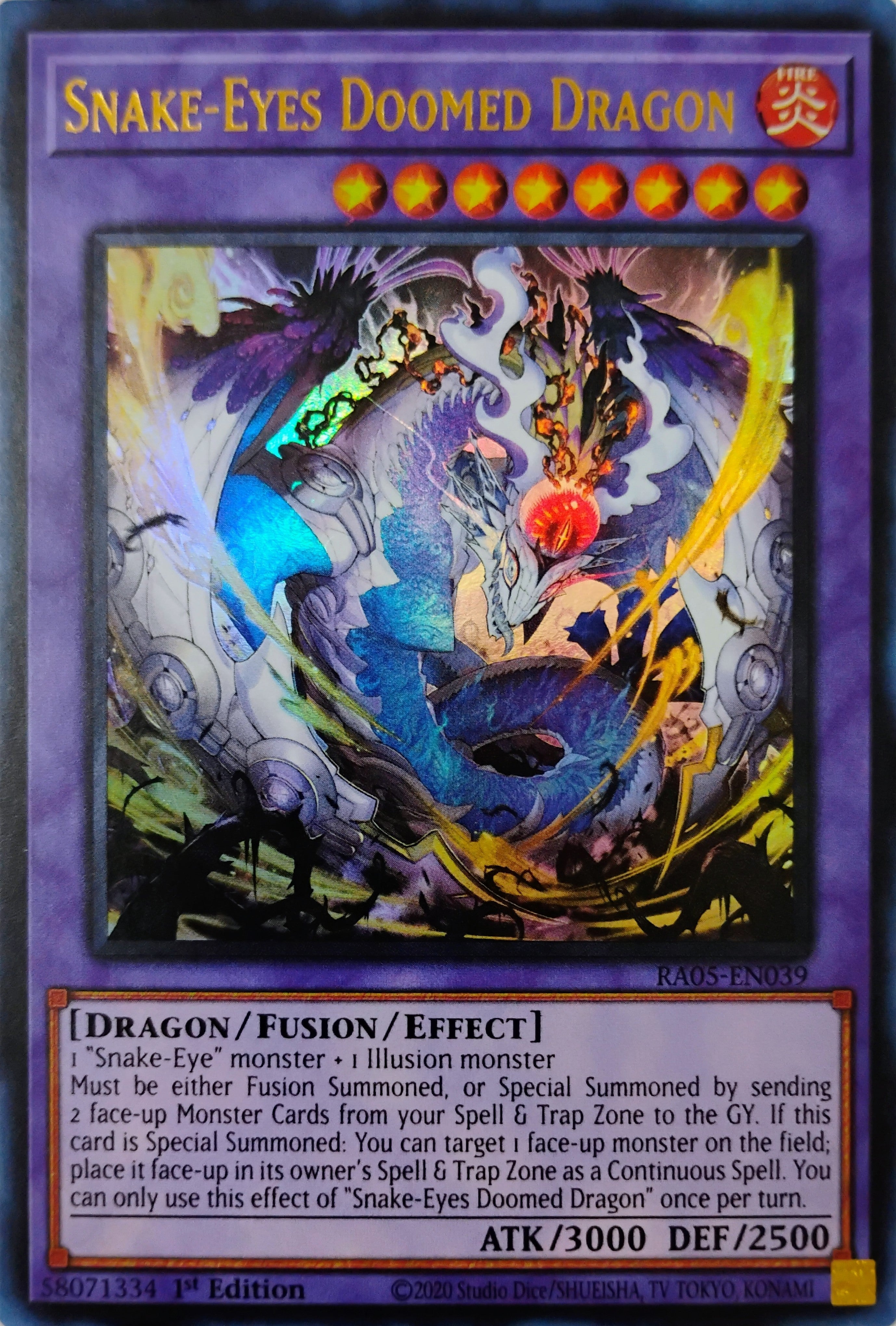 Yugioh! Snake-Eyes Doomed Dragon Ra05-en039 1st edition Ultra Rare