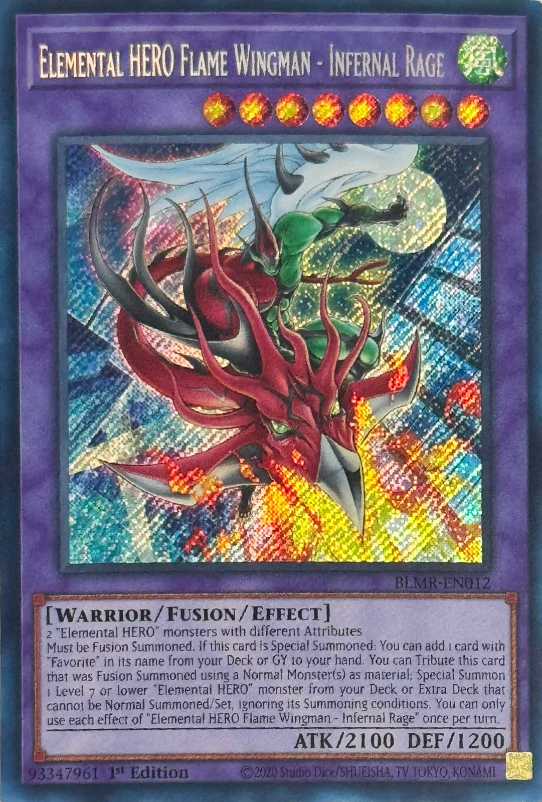 Yugioh! Elemental HERO Flame Wingman - Infernal Rage BLMR-EN012 1st Edition Secret