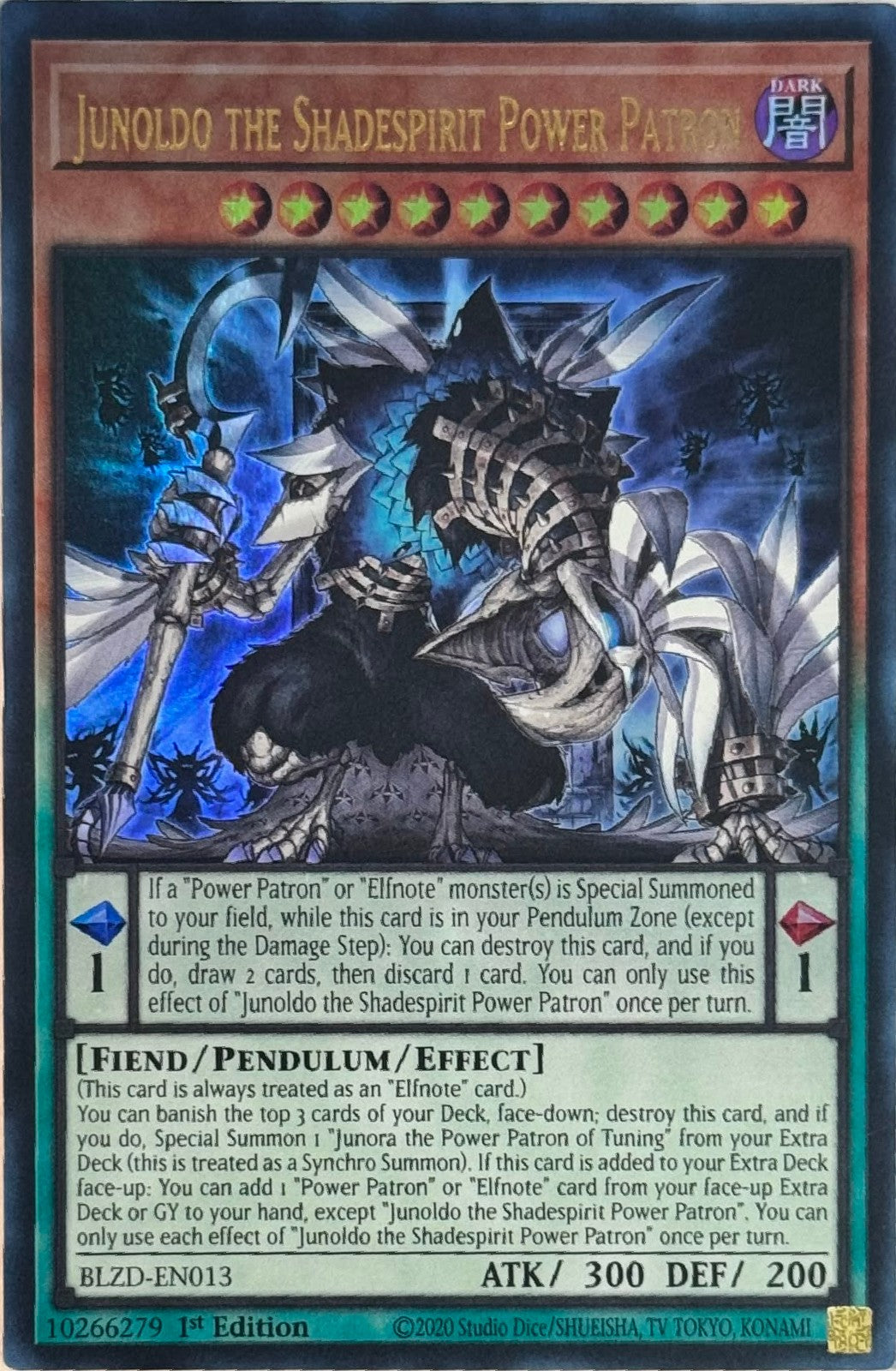 Yugioh! Junoldo The Shadespirit Power Patron BLZD-EN013 1st Edition Super