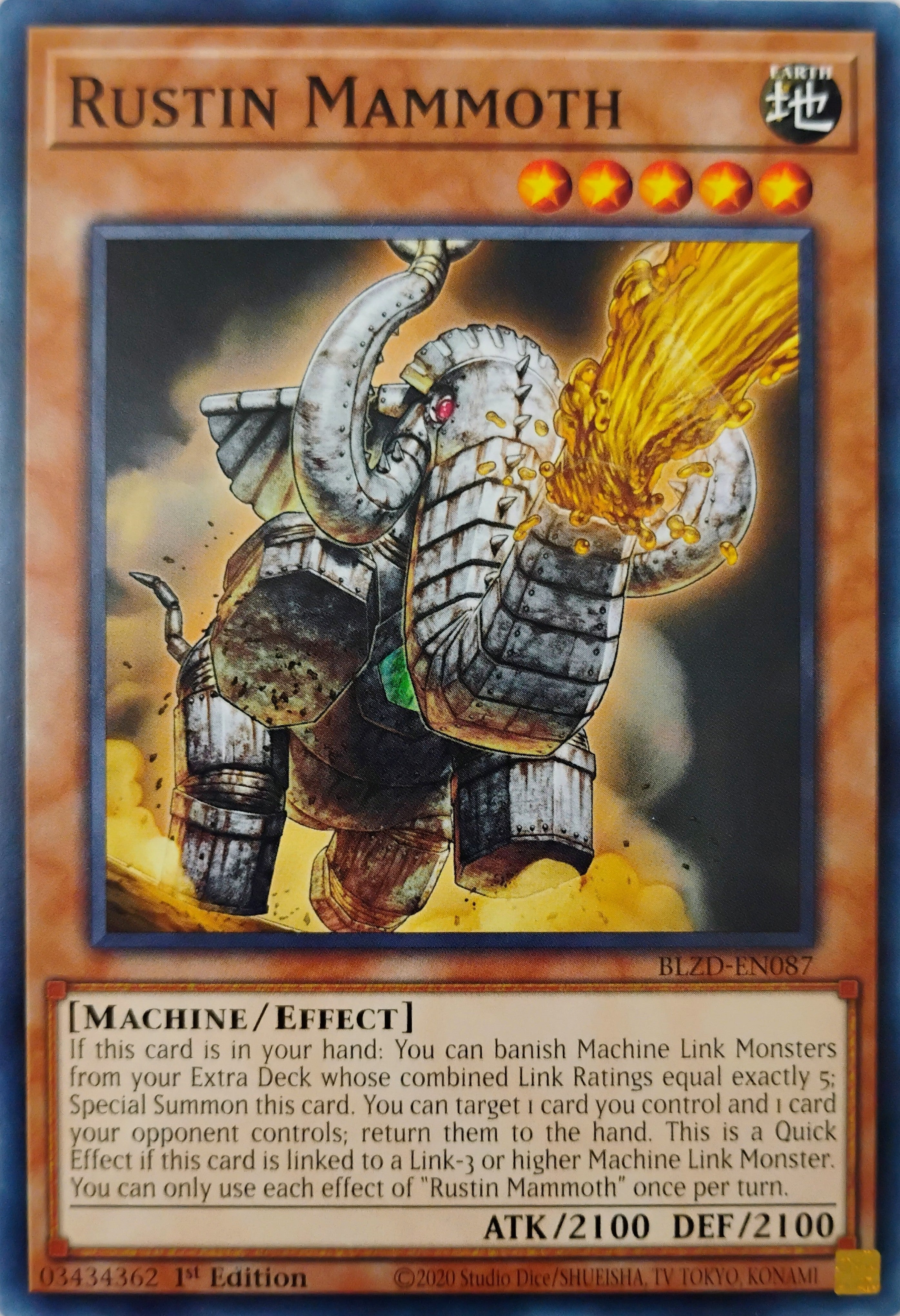 Yugioh! Rustin Mammoth Blzd-en087 1st edition