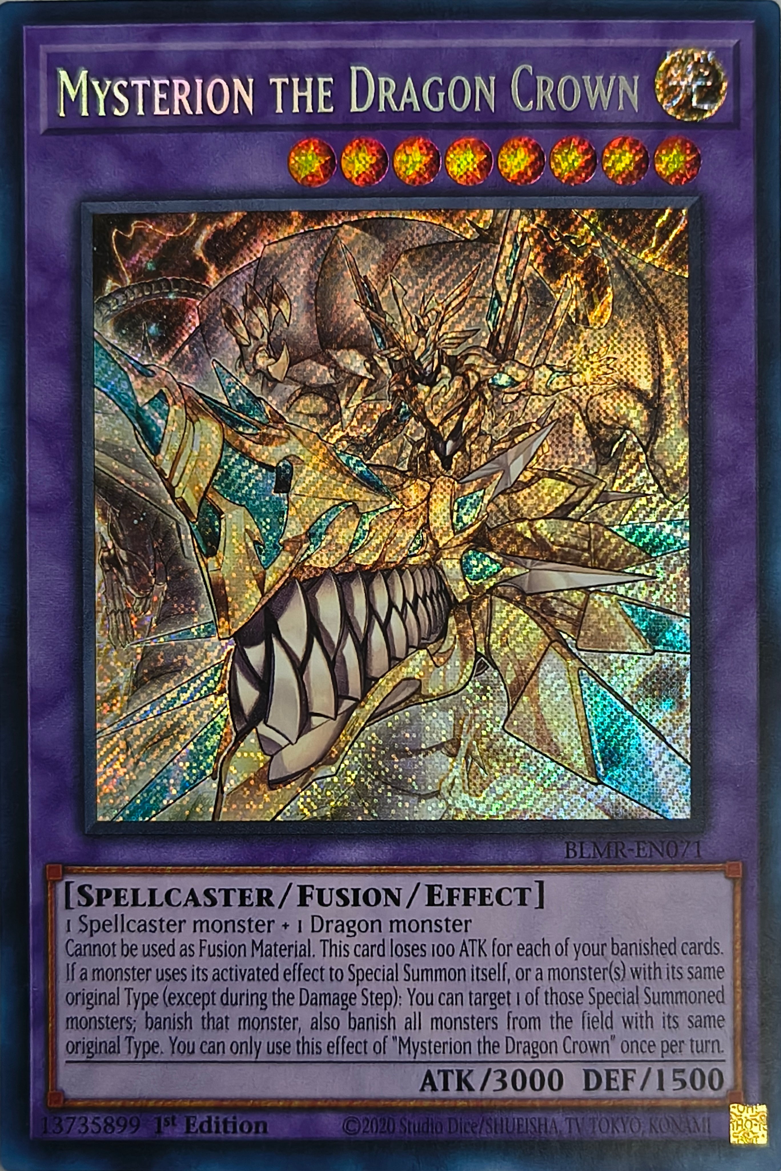 Yugioh! Mysterion The Dragon Crown Blmr-en071 1st Edition Secreta