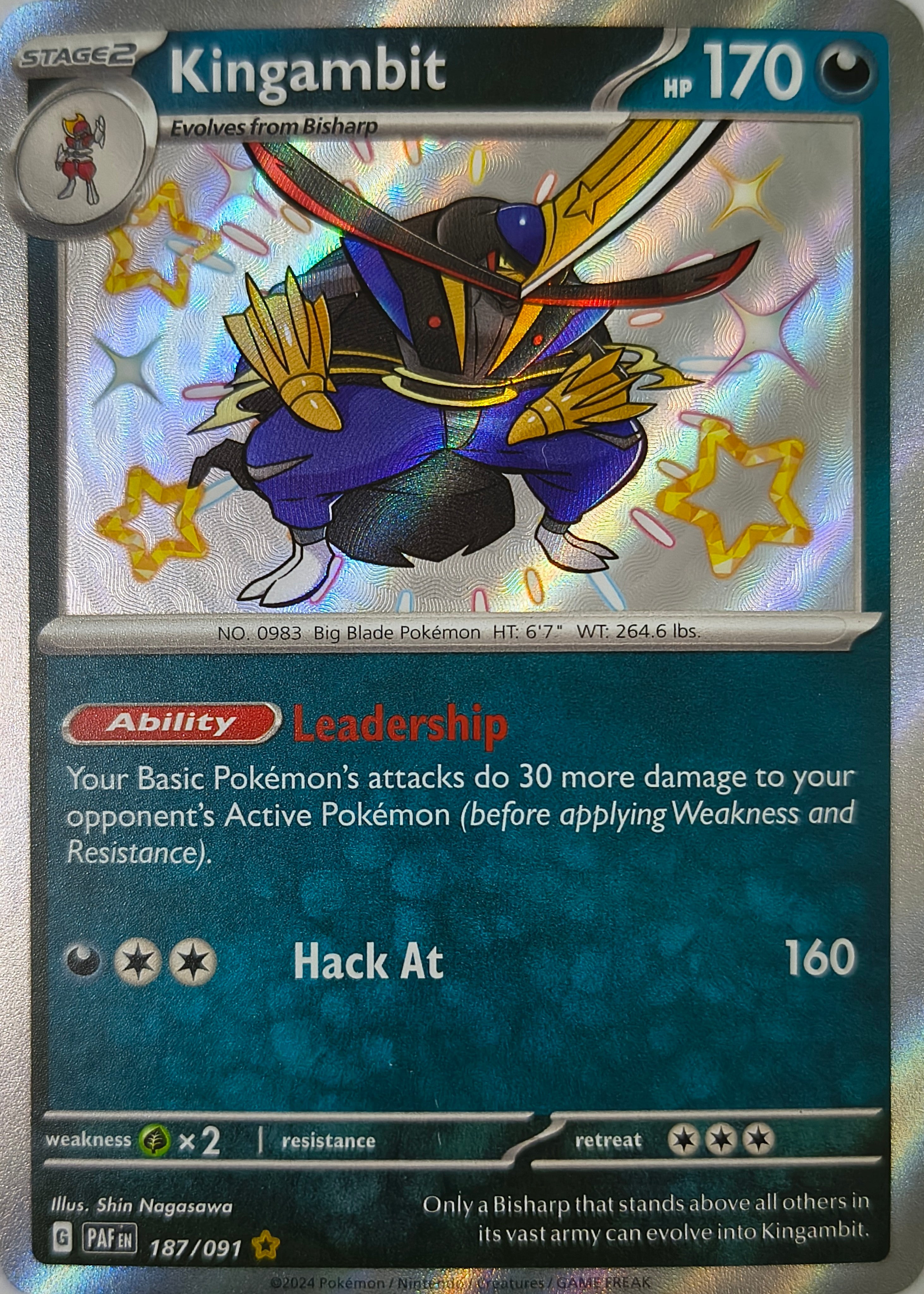 Pokémon tcg Kingambit 187/091 Shiny Rare