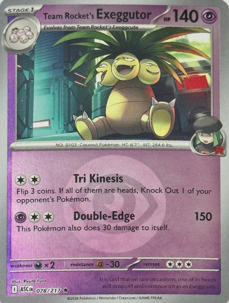 Pokémon Tcg Team Rocket's Exeggutor 078/217 (Energy Símbol)