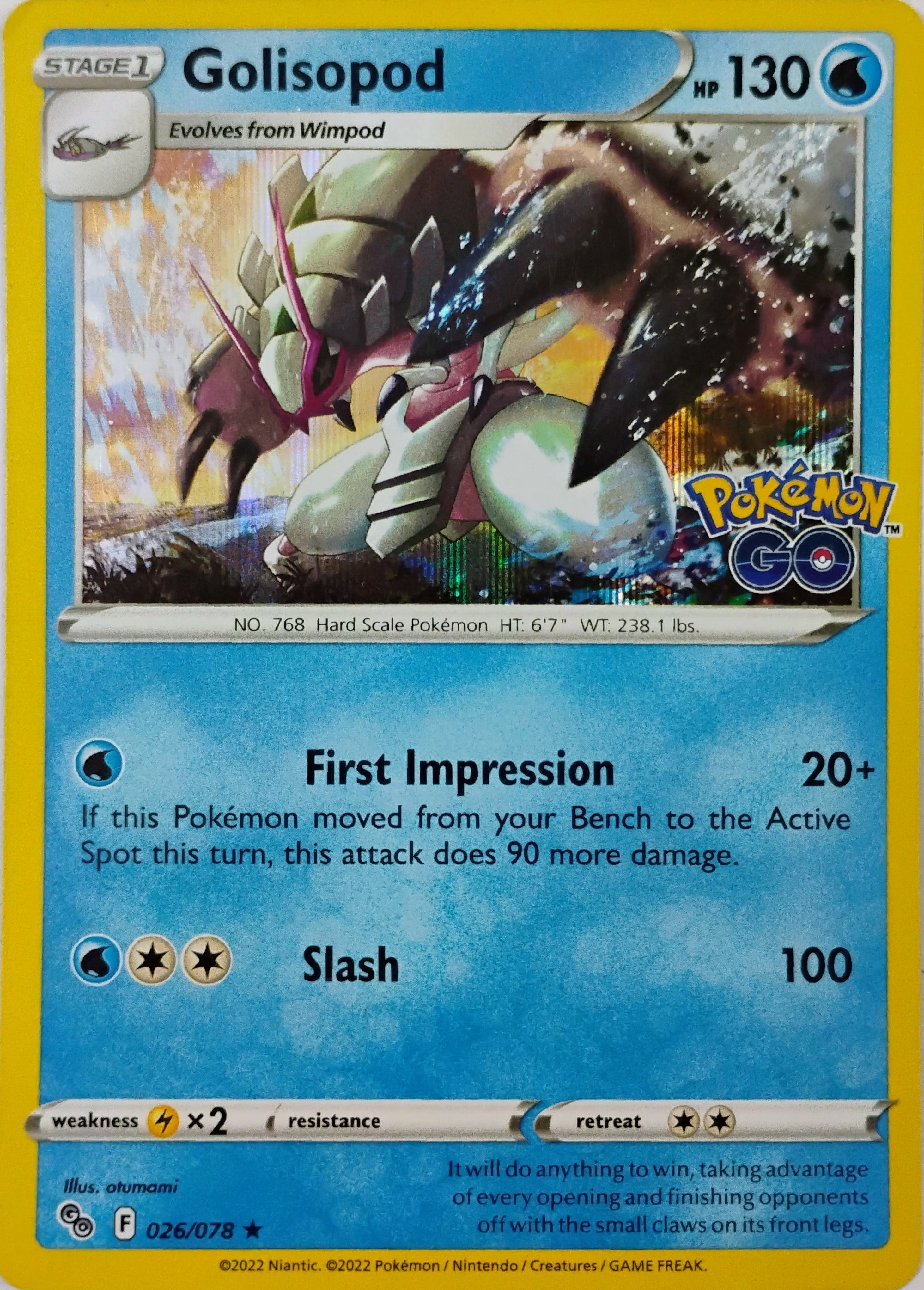 Pokémon tcg Golisopod 026/078 Holo (Pokémon go)