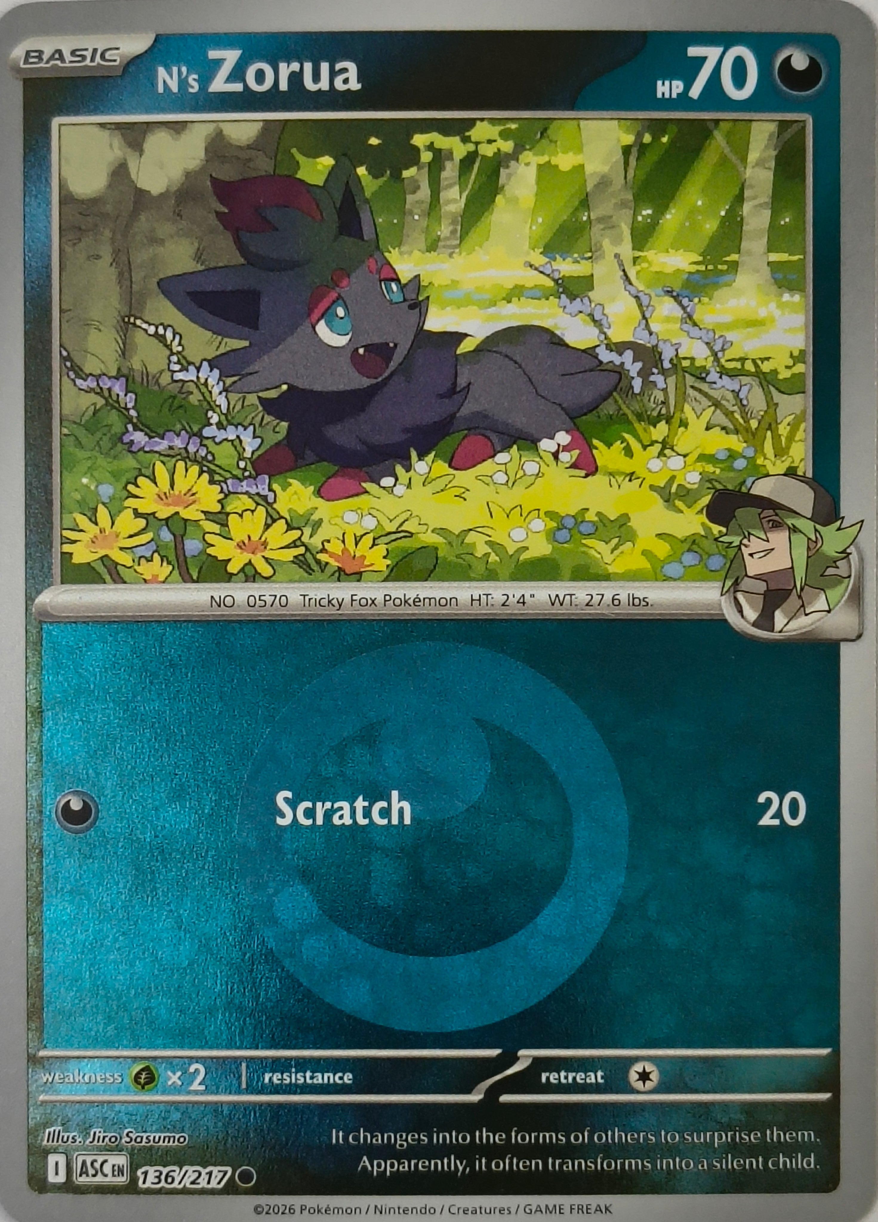 Pokémon tcg N's Zorua 136/217 (Energy Symbol)