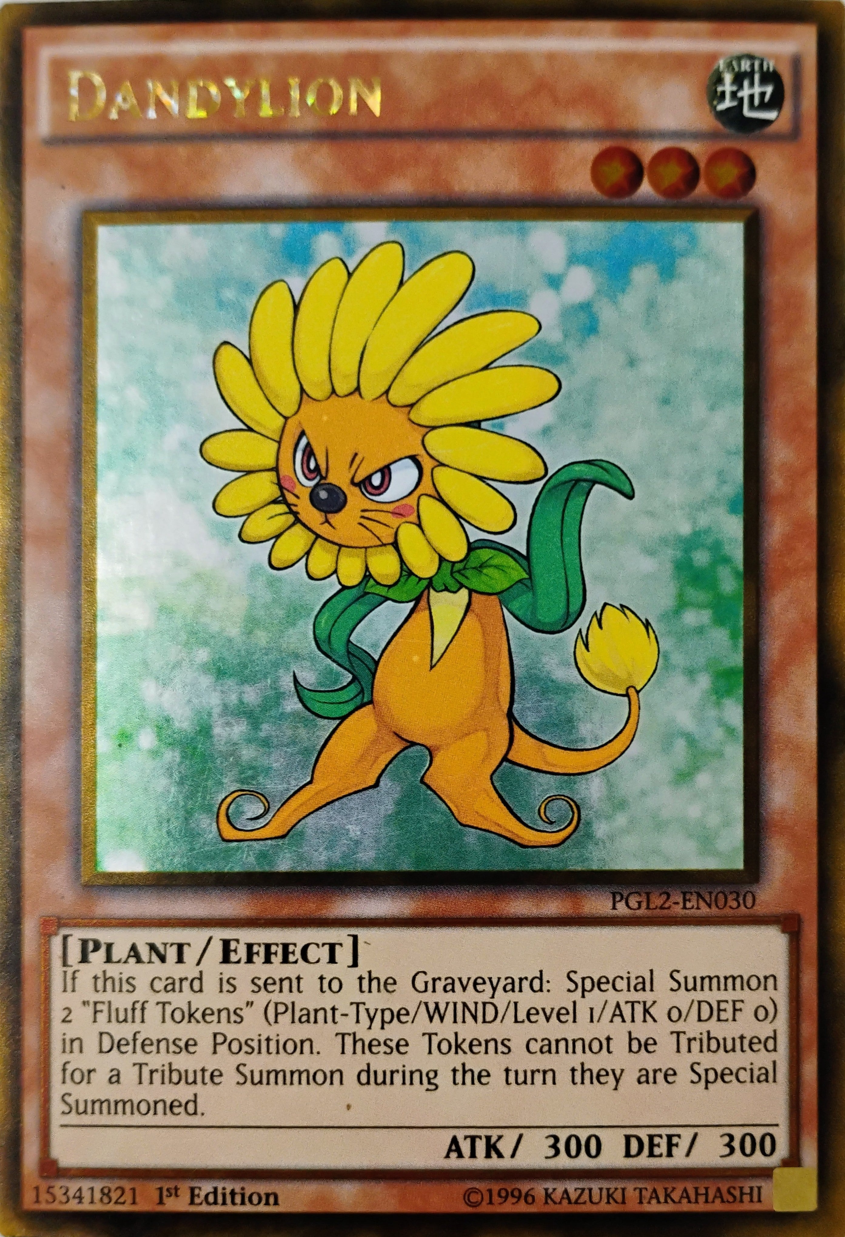 Yugioh! Dandylion Pgl2-en030 gold 1st edition