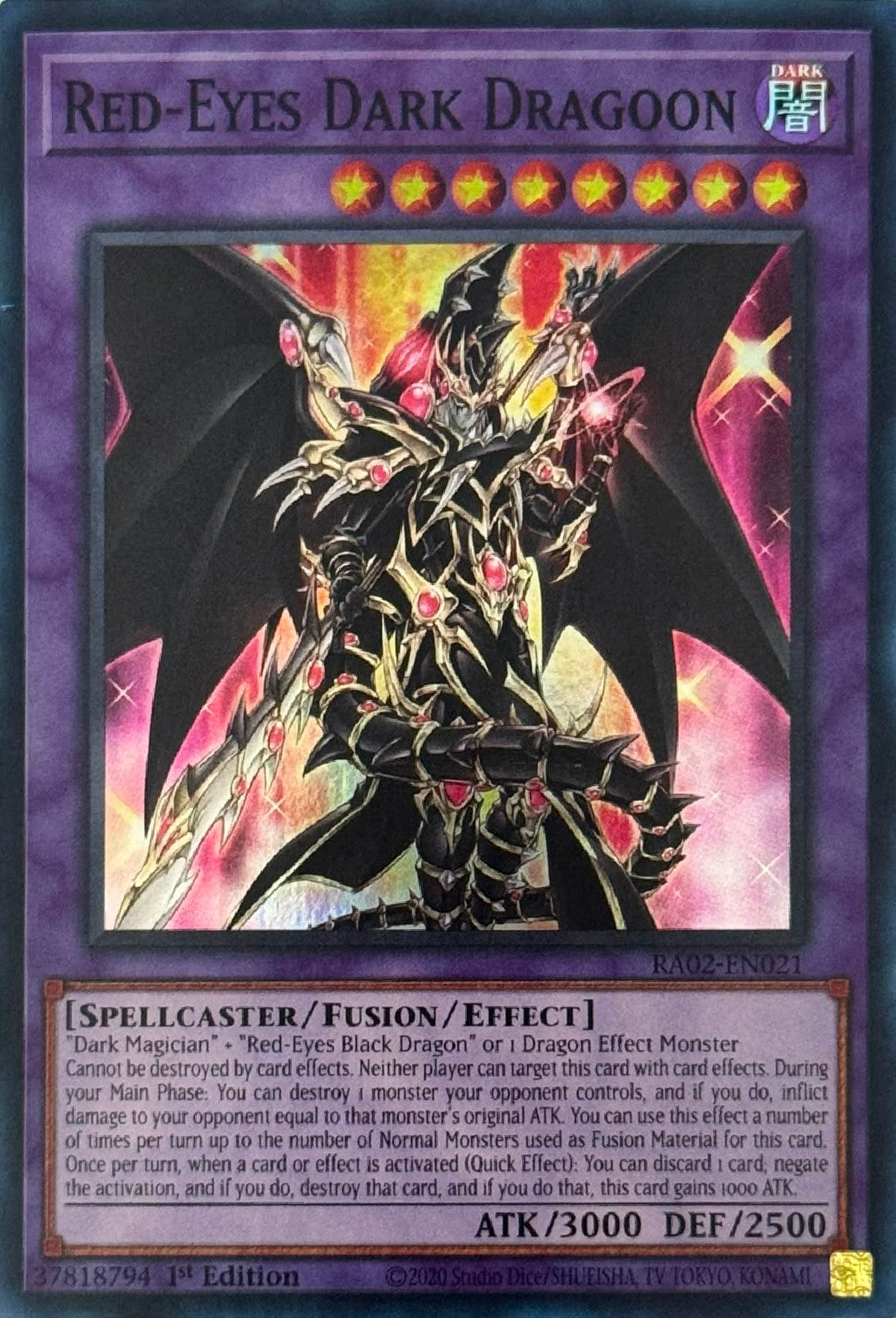 Yugioh! Red- Eyed Dark Dragoon RA02-EN021 1st Edition Super Rare