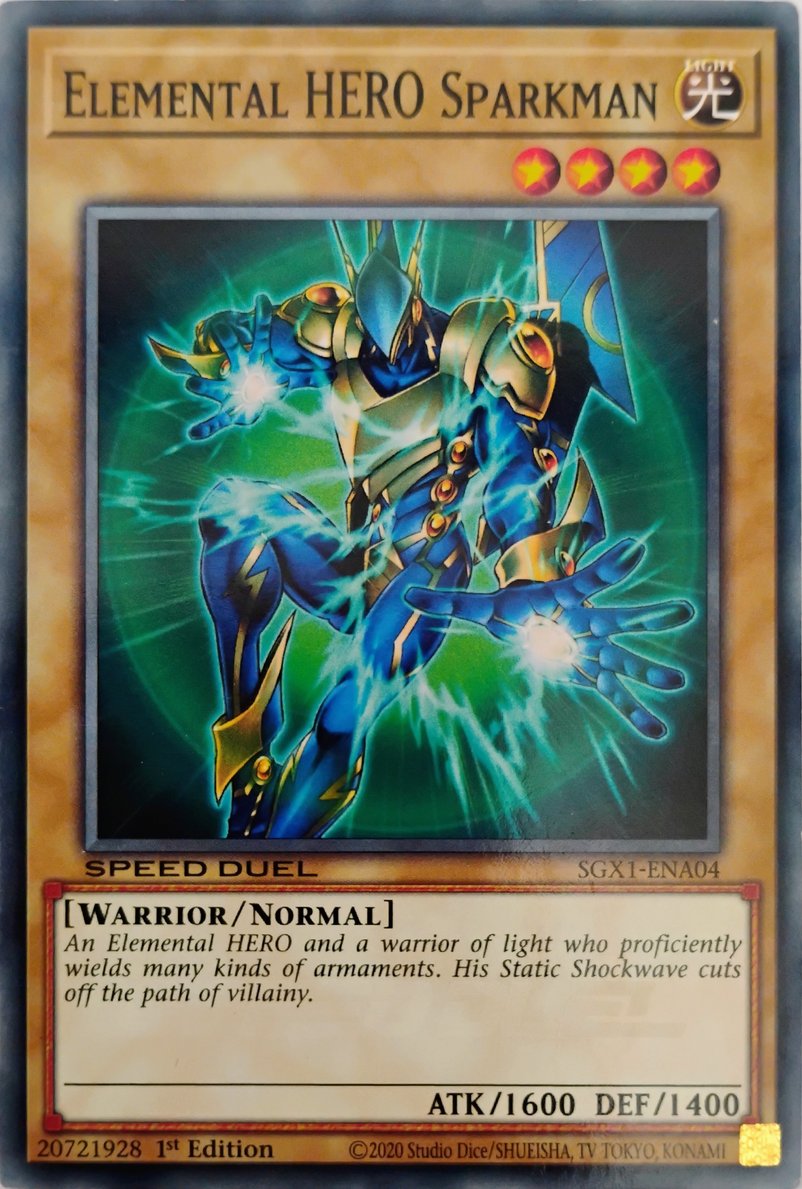 Yugioh Elemental HERO Sparkman Sgx1-ena04 Speed Duel 1st Edition