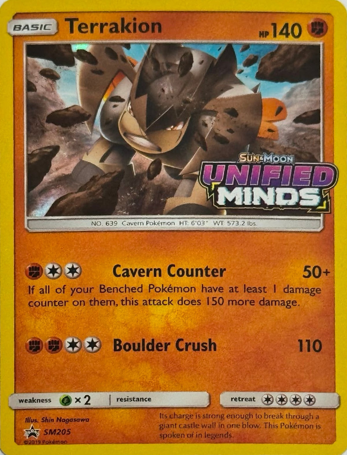 Pokémon Tcg Terrakion SM205 Holo (Sun & Moon Unified Minds)