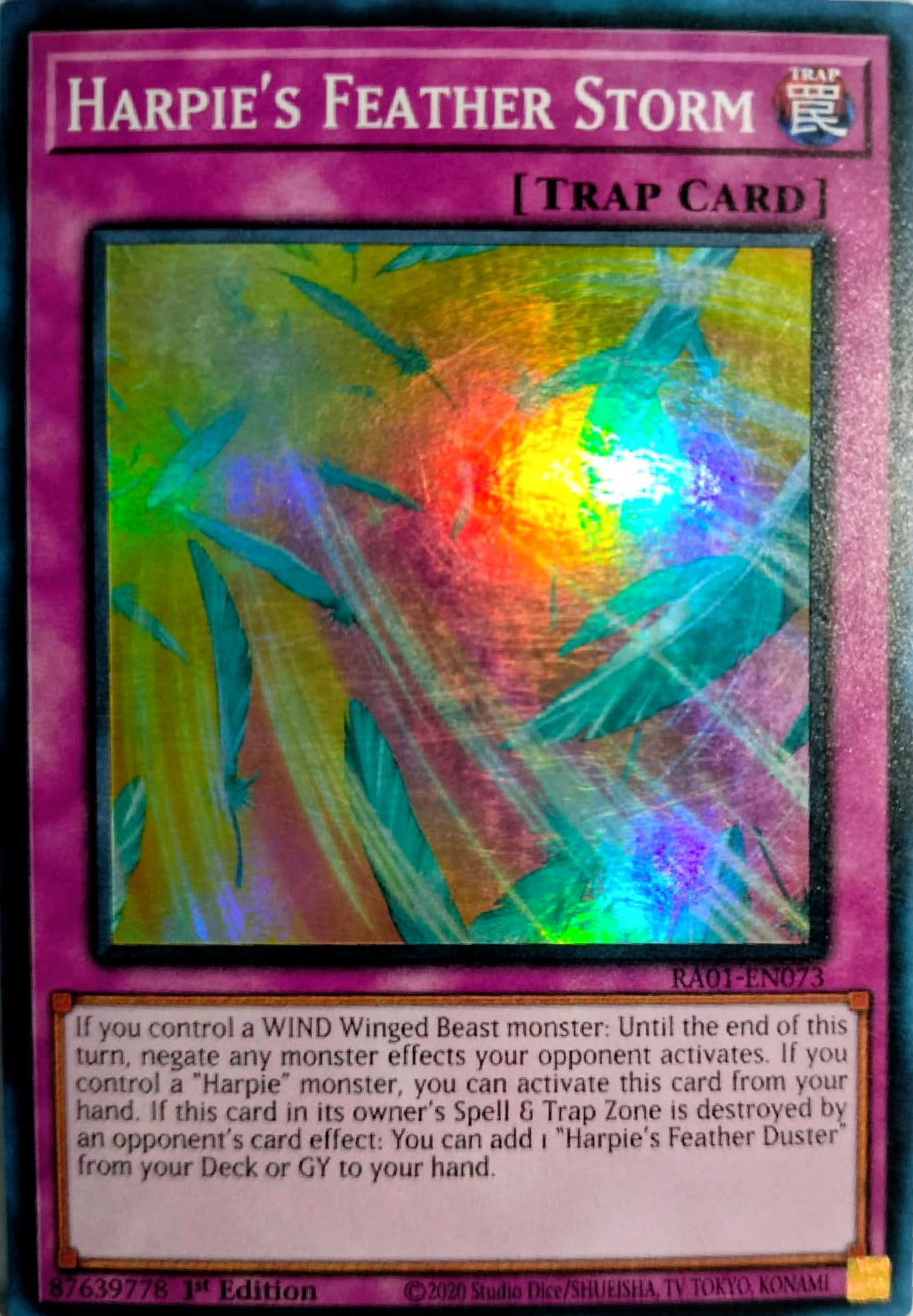 Yugioh! Harpie's Feather Storm RA01-EN073 1st edition Super