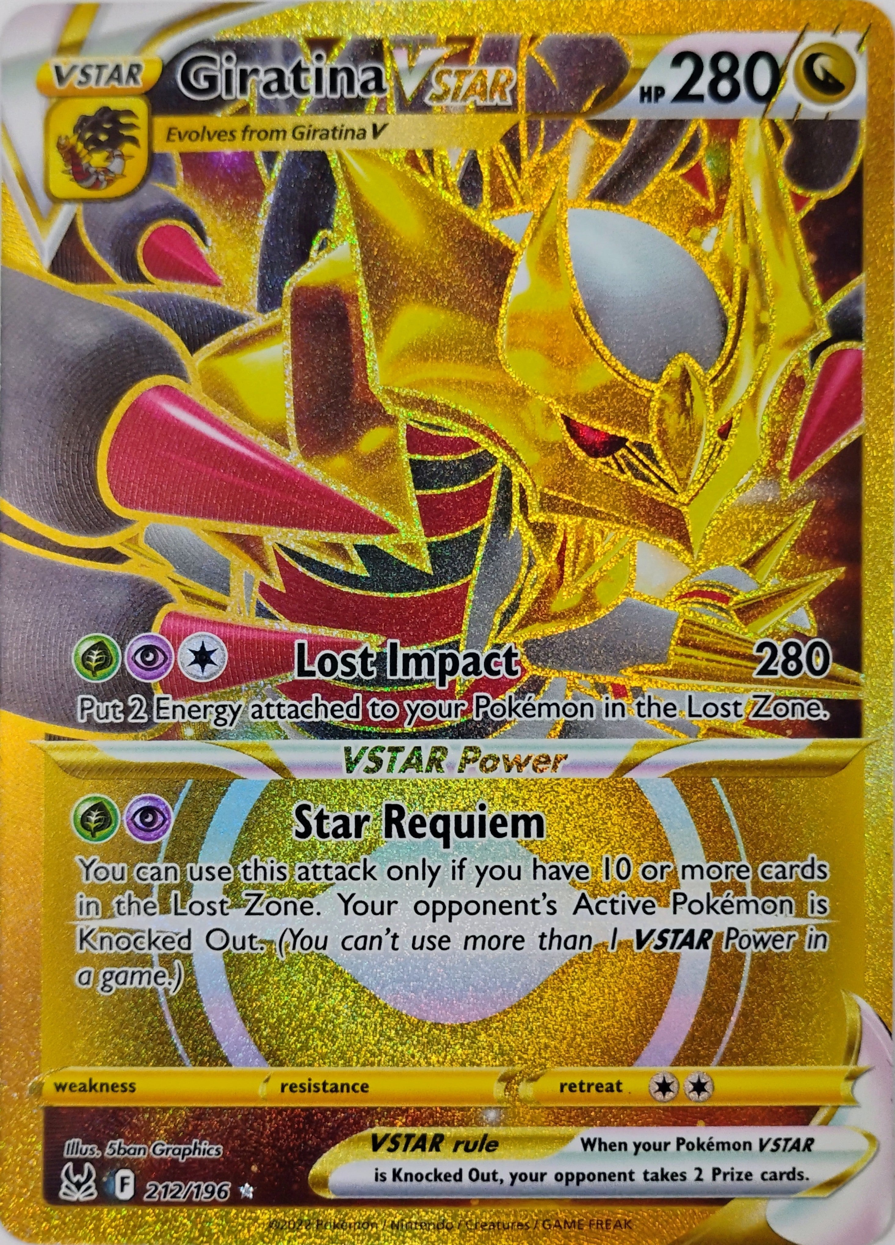 Pokémon tcg Giratina Vstar 212/196 Secret