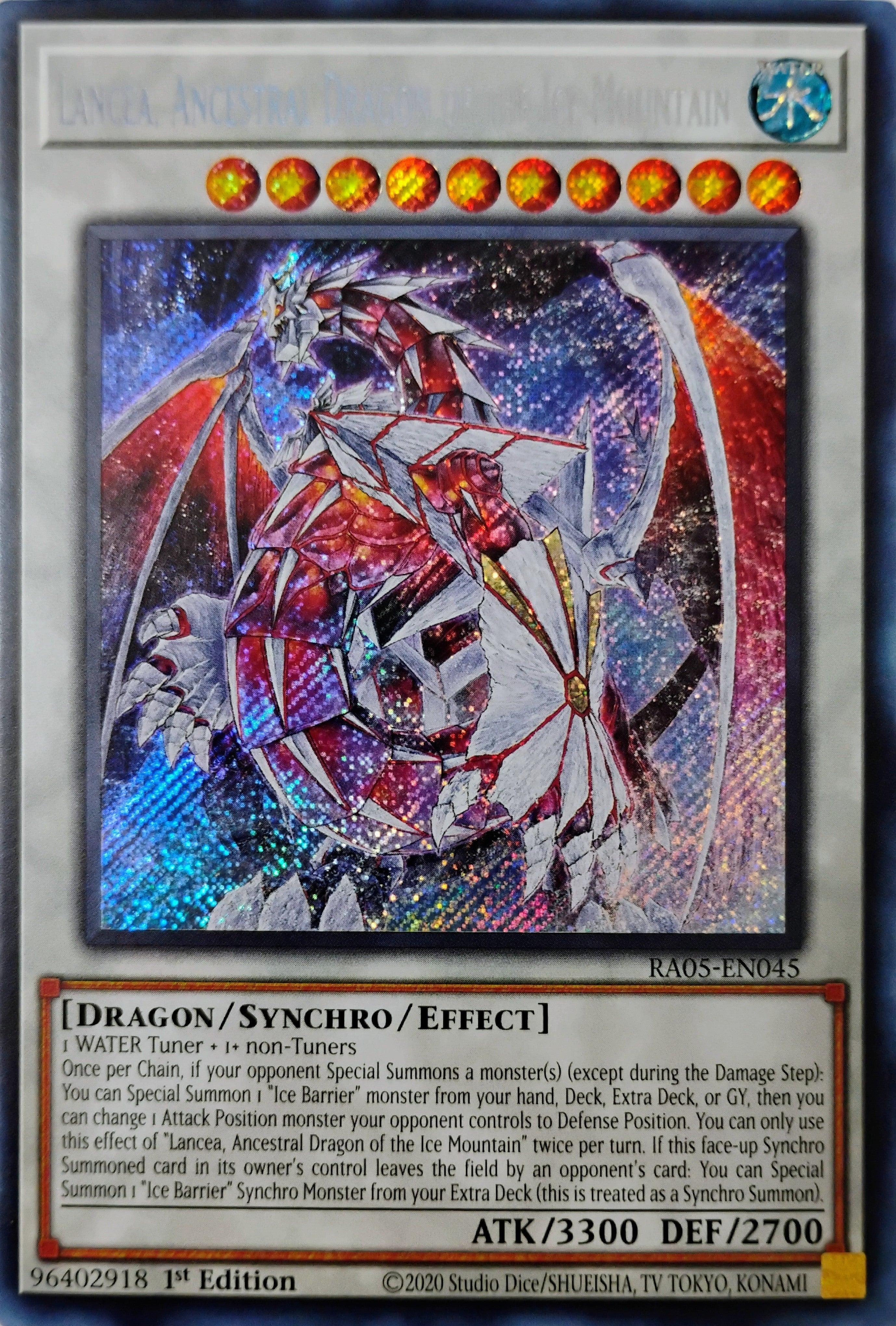 Yugioh! Lancea, Ancestral Dragon of the Ice Mountain Ra05-en045 1st edition Secreta