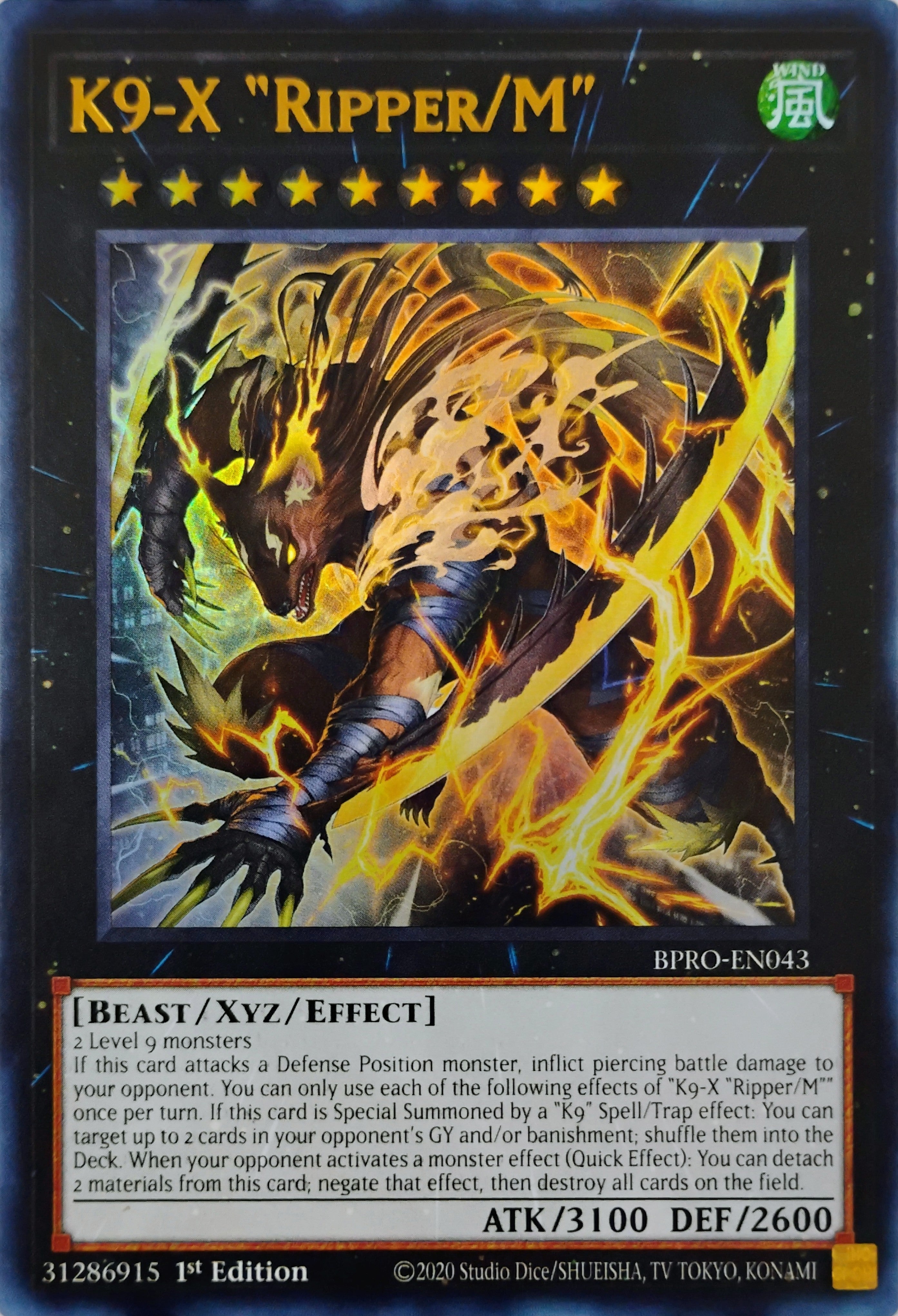 Yugioh! K9-X "Ripper/M" Bpro-en043 Ultra Rare