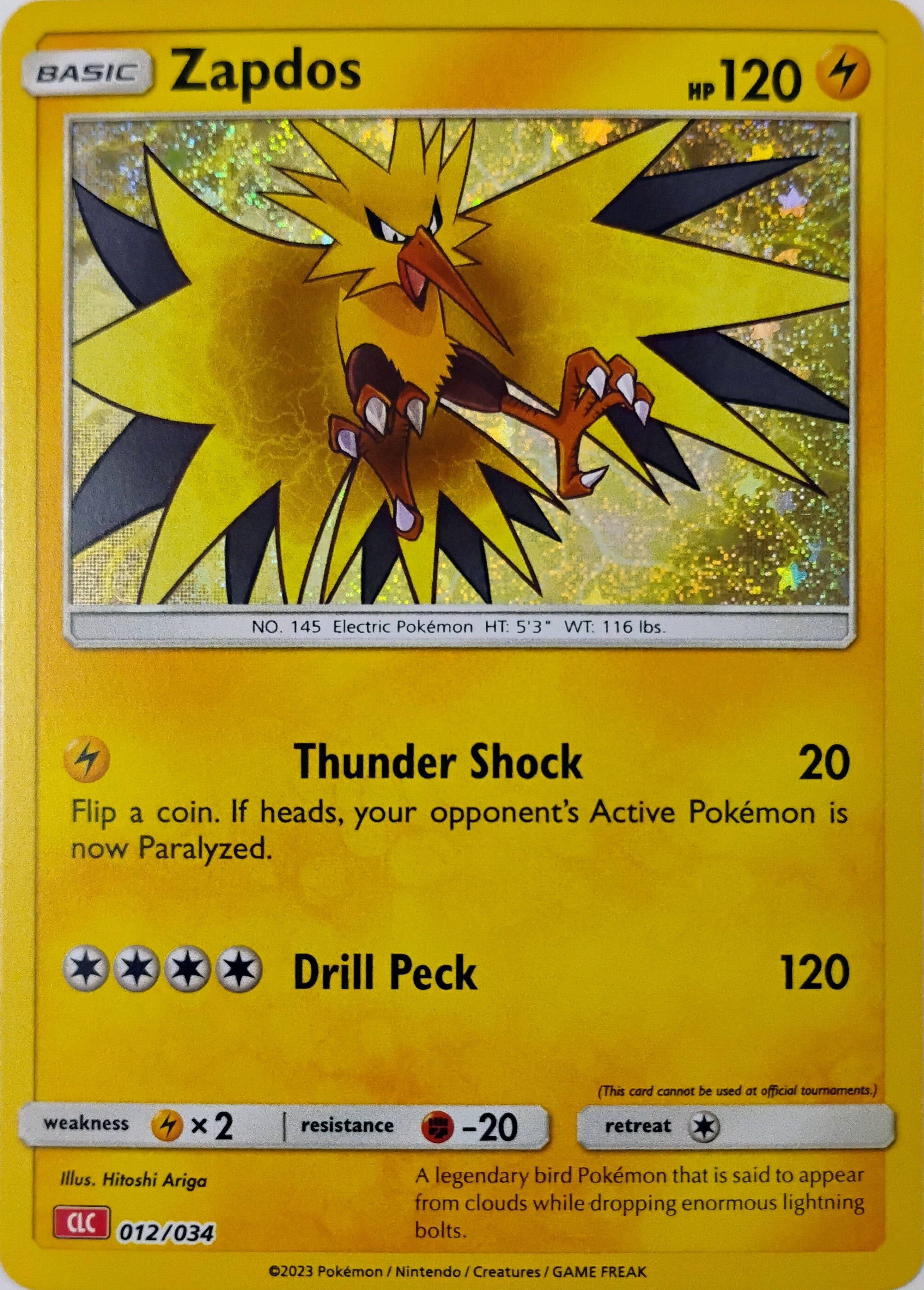 Pokémon tcg Zapdos 012/034 Holo Cosmo (Clc)