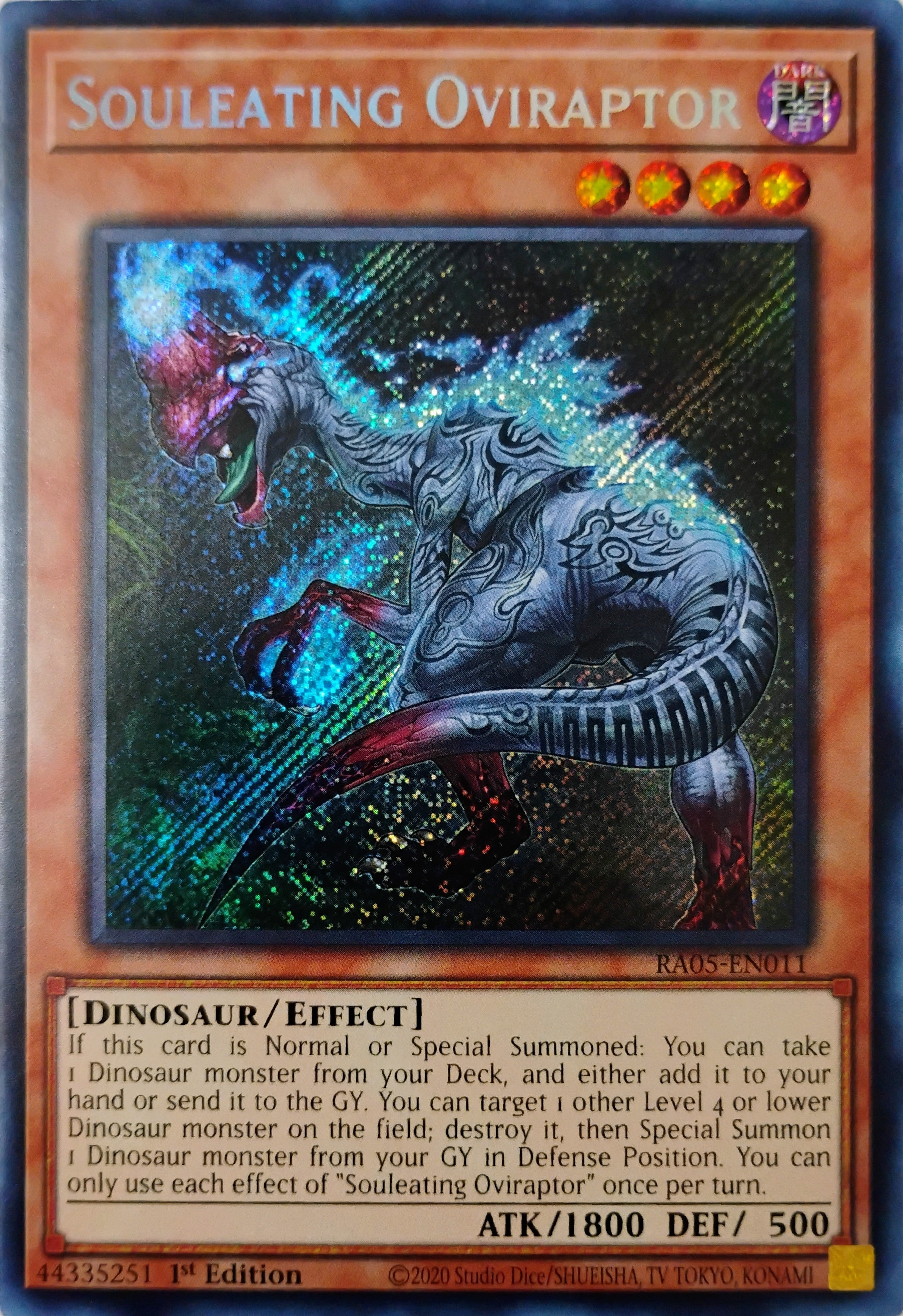 Yugioh! Souleating Oviraptor Ra05-en011 1st edition Secreta