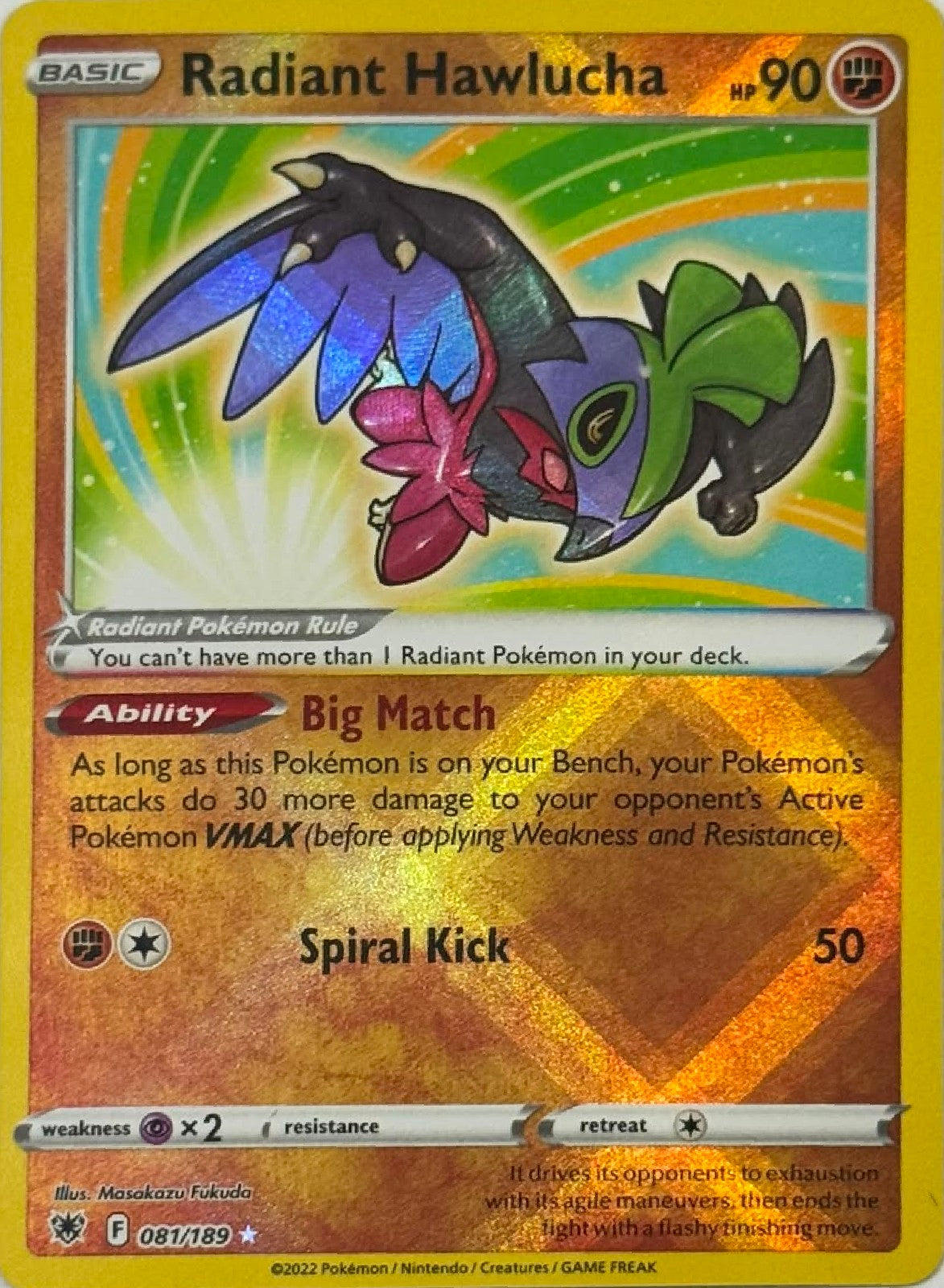 Pokémon Tcg Radiant Hawlucha 081/189 Reverse