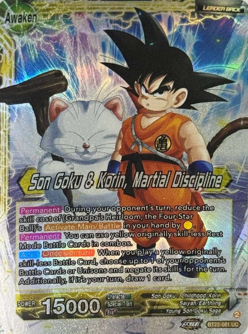 Dragón Ball Tcg Son Goku Y Korin Martial Discipline BT22-081 Foil