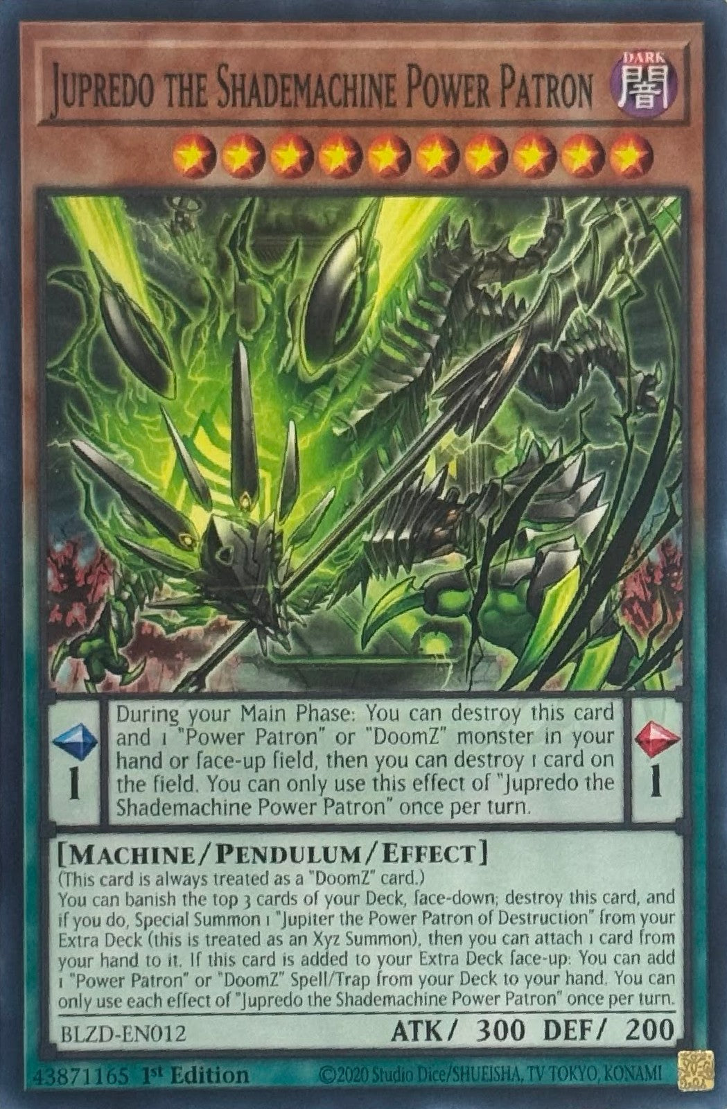 Yugioh! Jupredo The Shademachine Power Patron BLZD-EN012 1st Edition