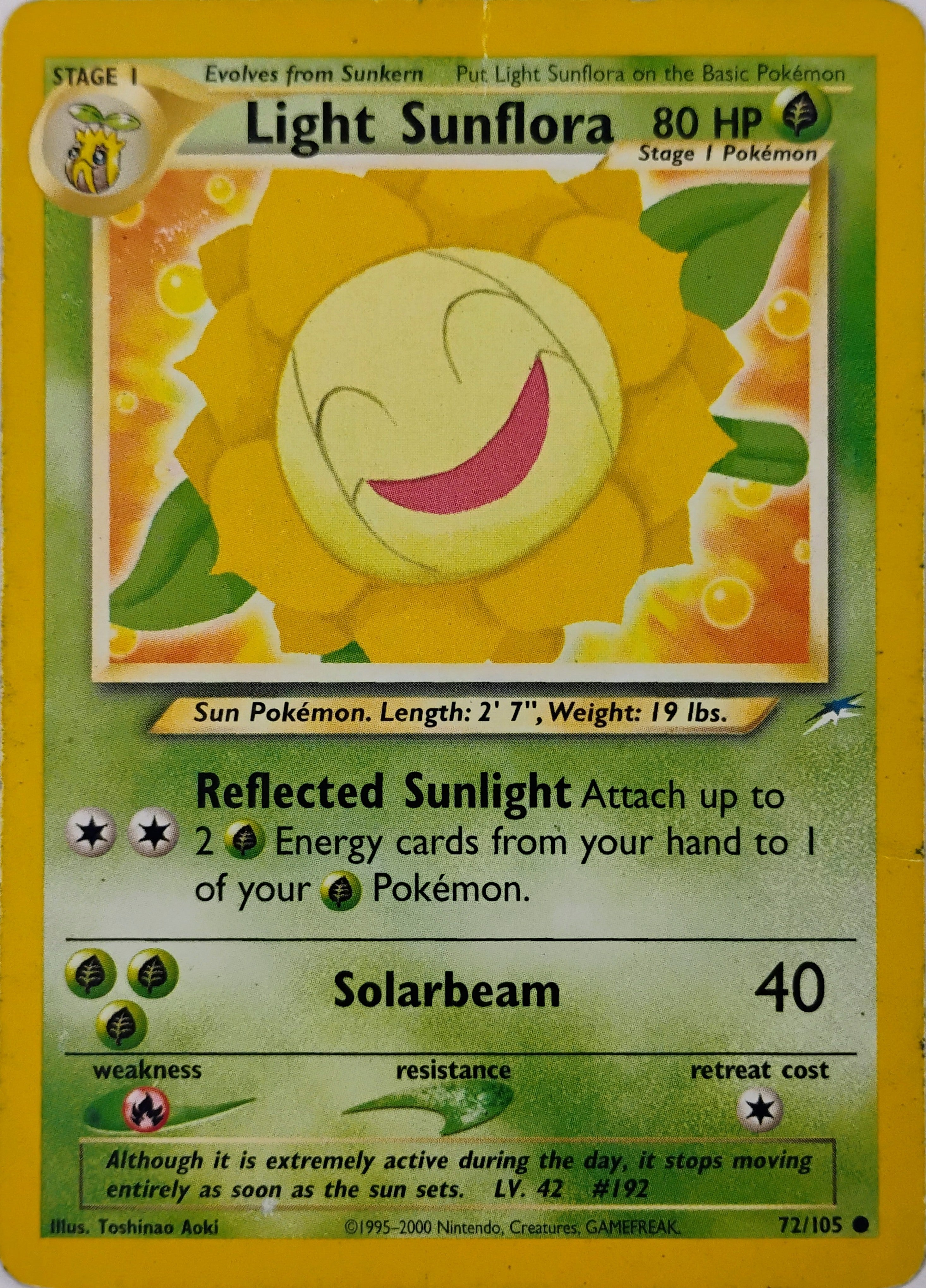 Pokémon tcg Light Sunflora 72/105