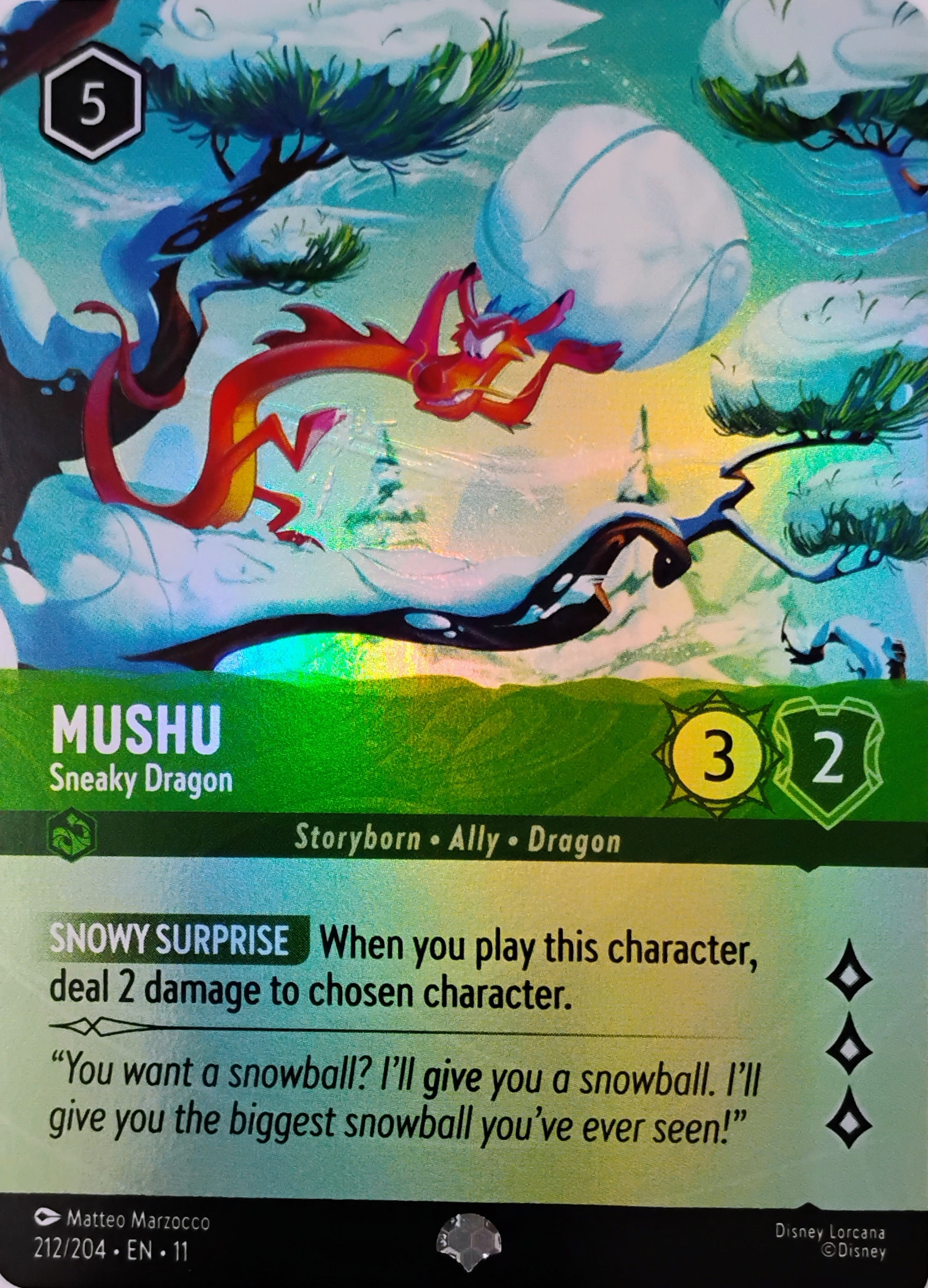 Disney Lorcana Mushu 212/204 Epic Foil