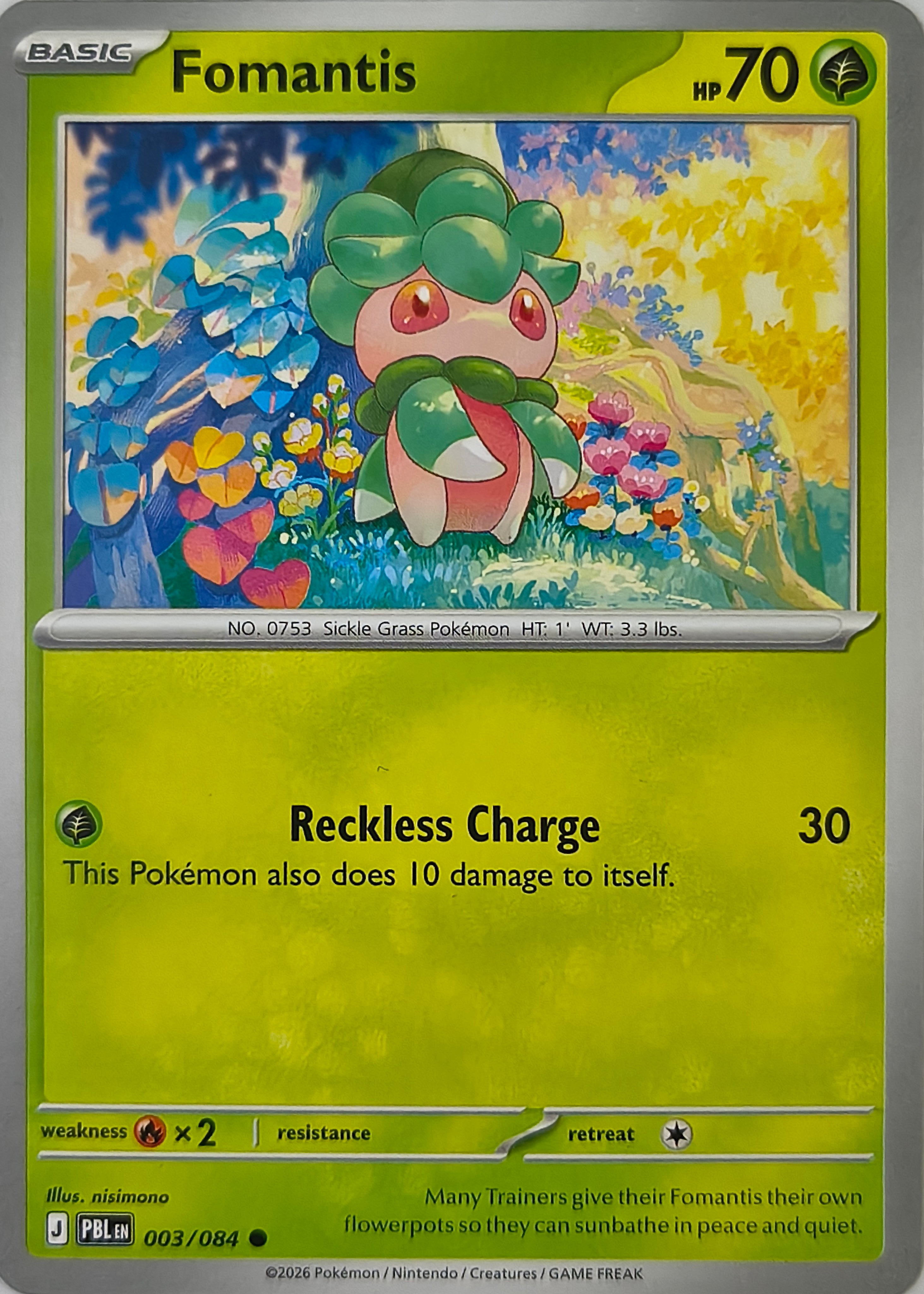 Pokémon tcg Fomantis 003/084