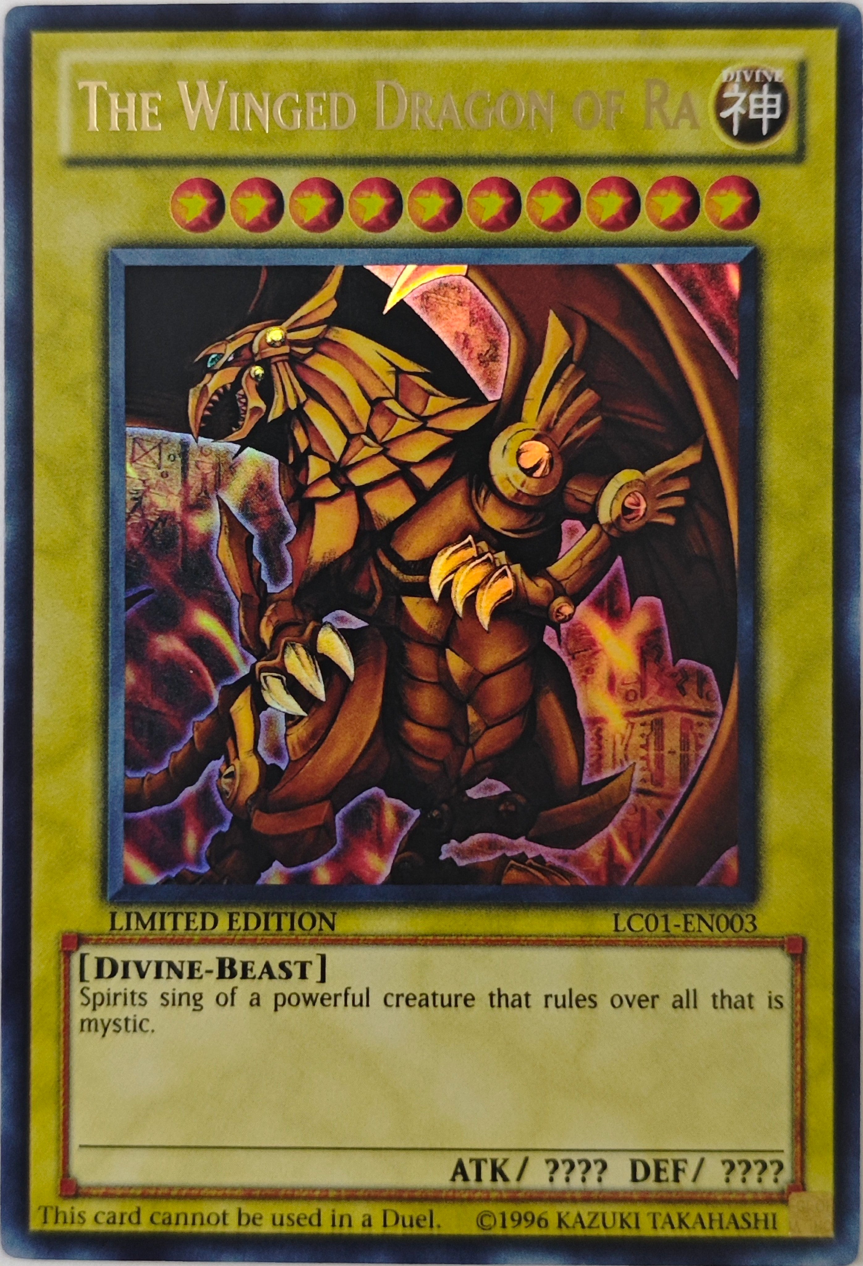 Yugioh! The Winged Dragon of Ra Lc01-En003 Limited Edition Ultra