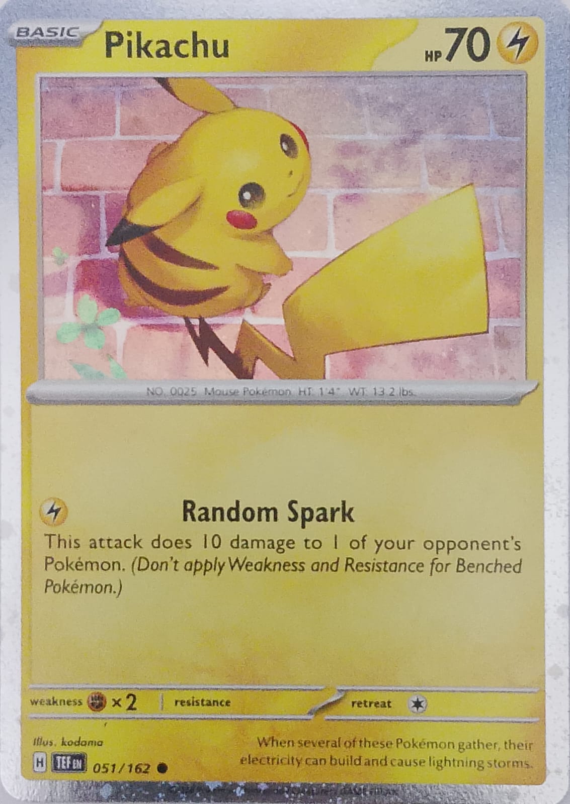Pokémon tcg Pikachu 051/162 Holo Cosmo