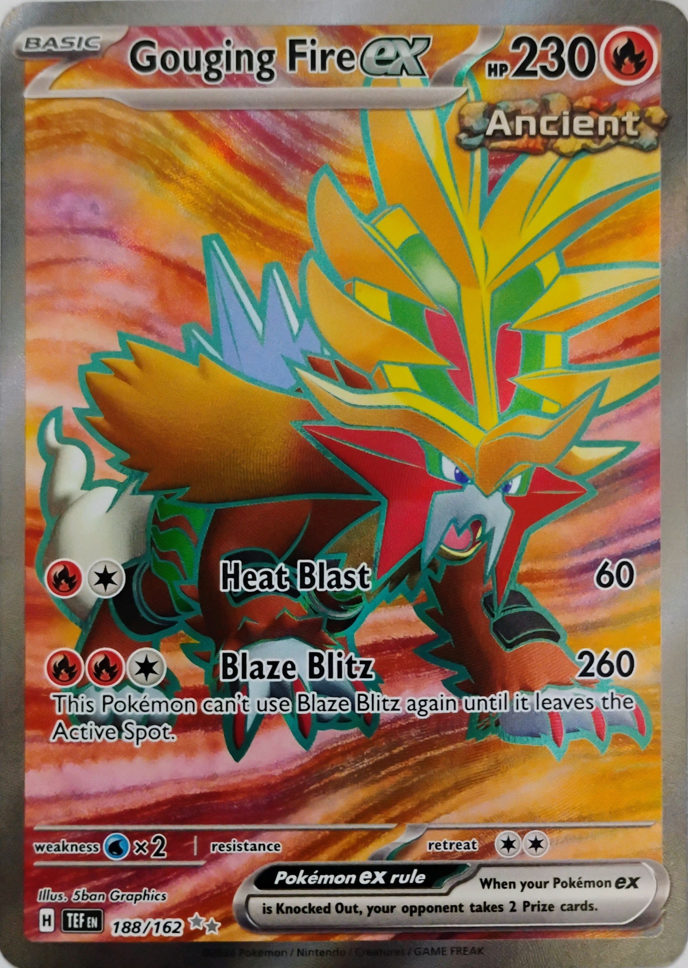Pokémon tcg Gouging Fire Ex 188/162