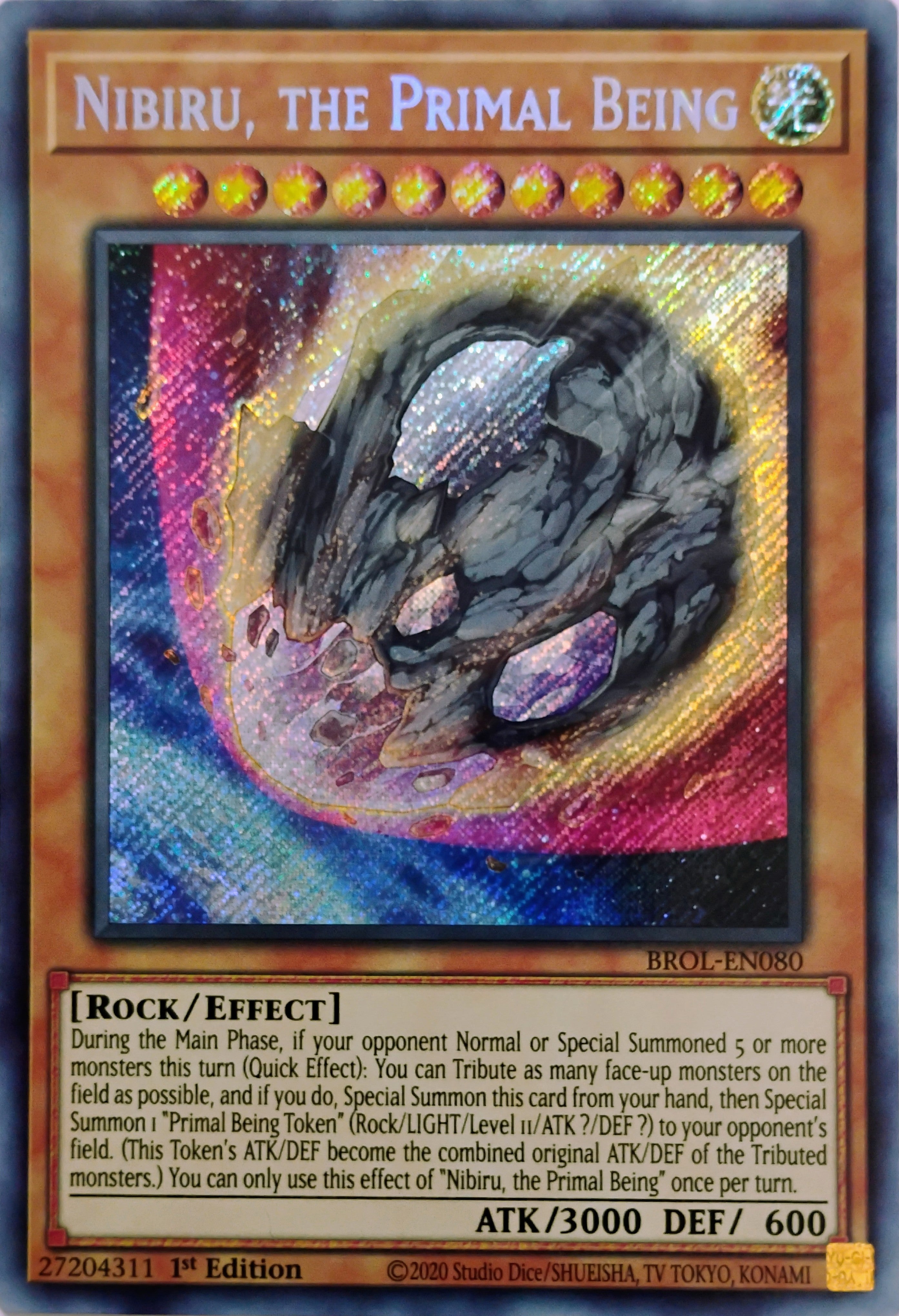 Yugioh! Nibiru The Primal Being Brol-en080 1st edition Secreta