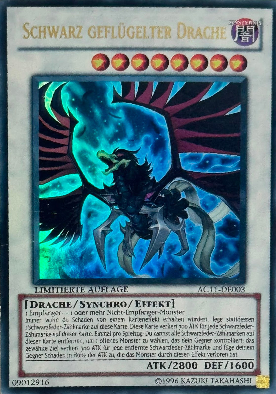 Yugioh! Schwarz Geflügelter Drache AC11-DE003 Ultra