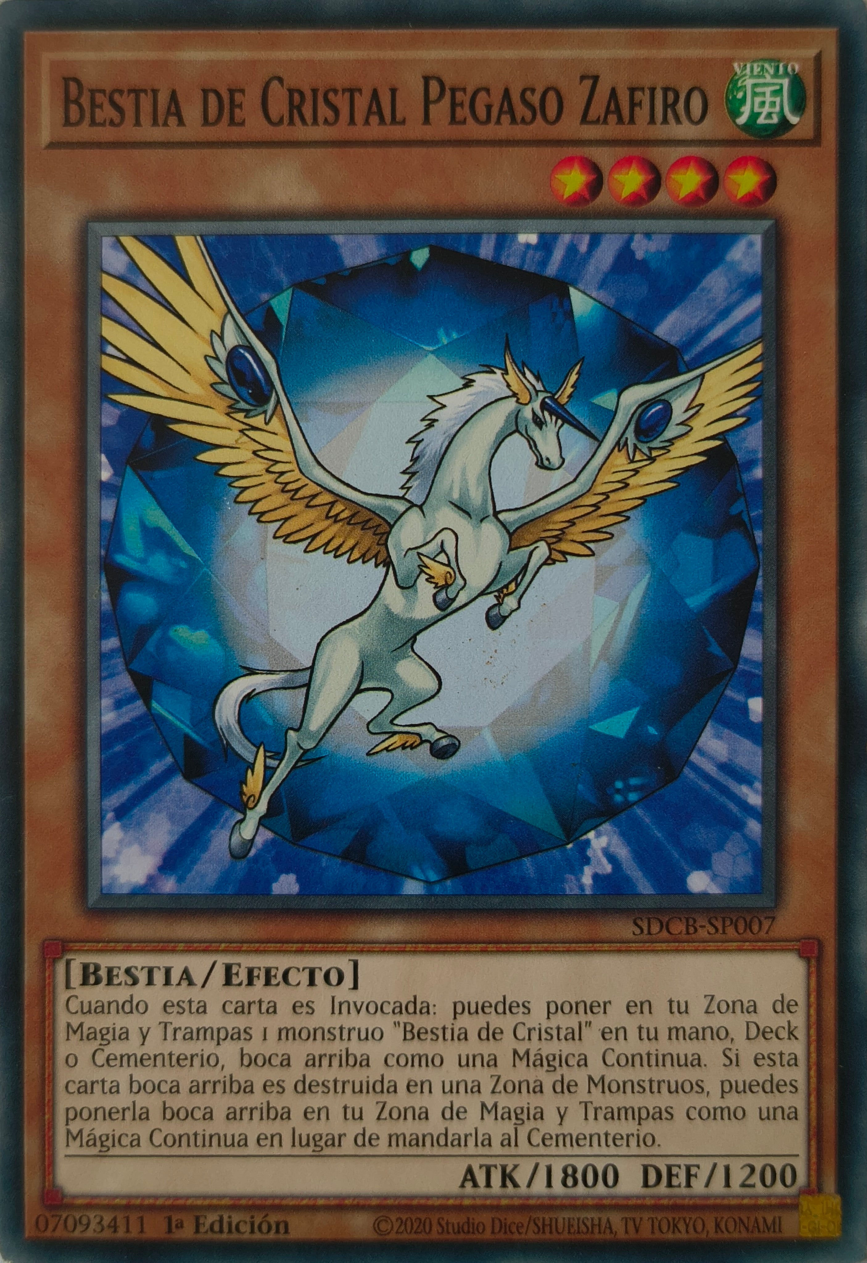 Yugioh! Bestia De Cristal Pegaso Zafiro Sdcb-sp007 1st Edition