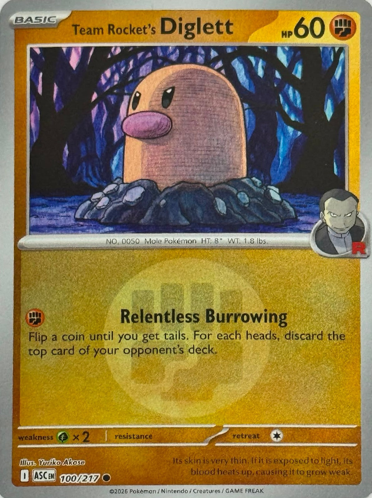 Pokémon Tcg Team Rocket's Diglett 100/217 (Energy Símbol)