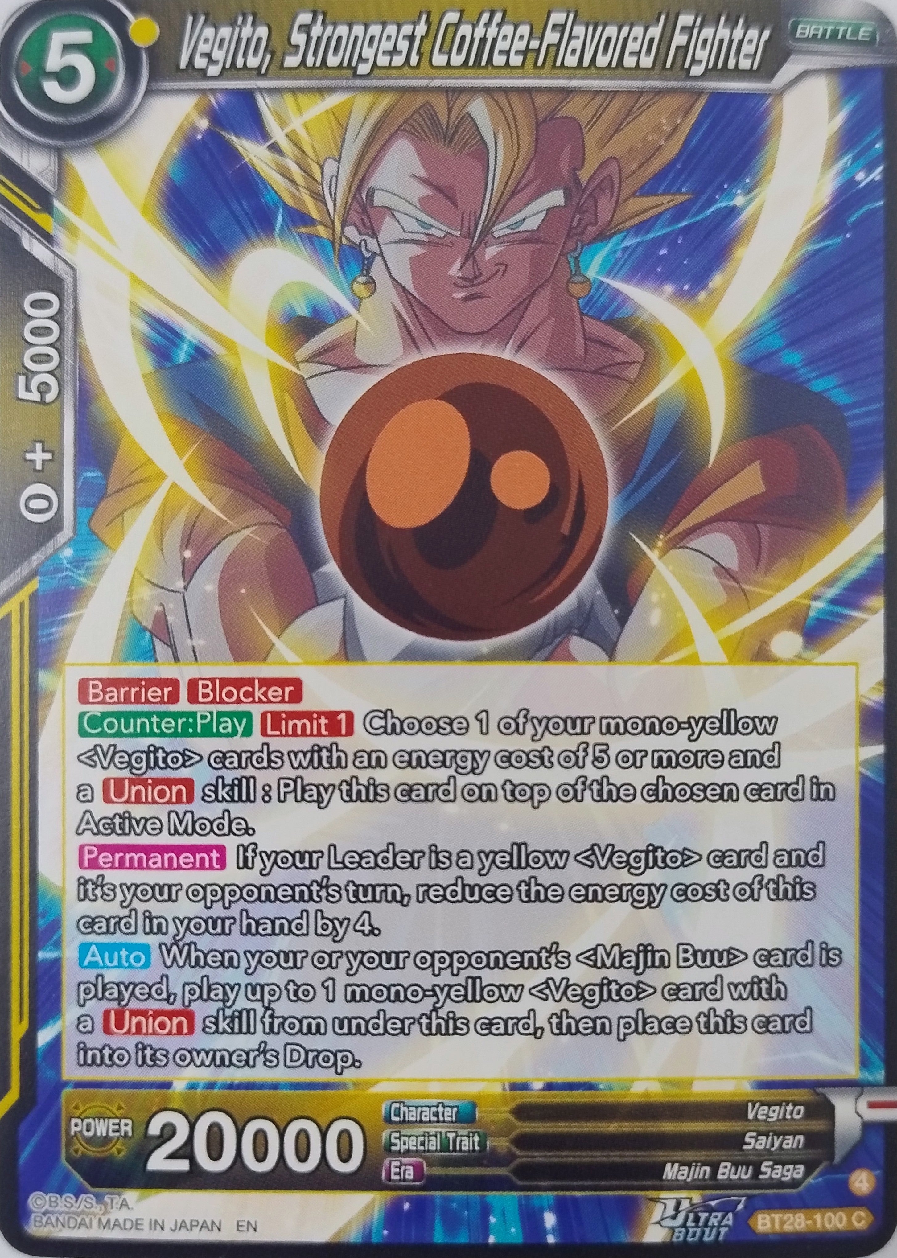 Dragon Ball Tcg Vegito, Strongest Coffee-Flavored Fighter Bt28-100