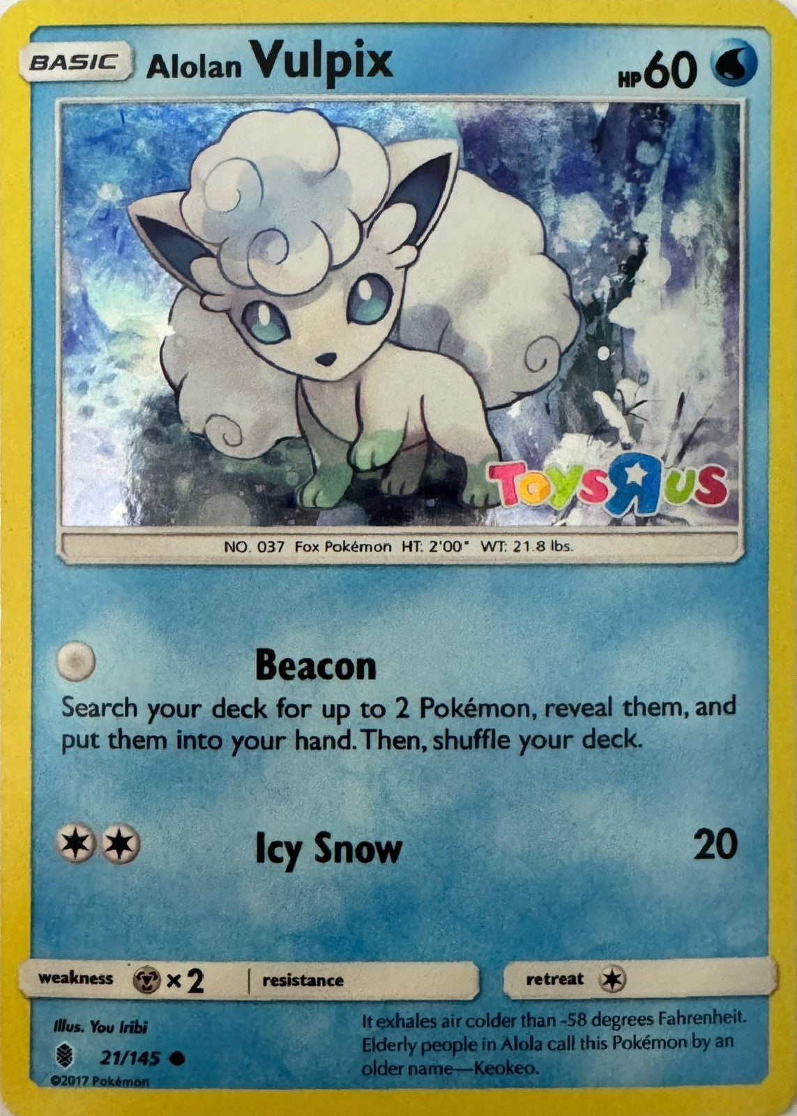 Pokémon tcg Alolan Vulpix 21/145 Holo (Toys R us)