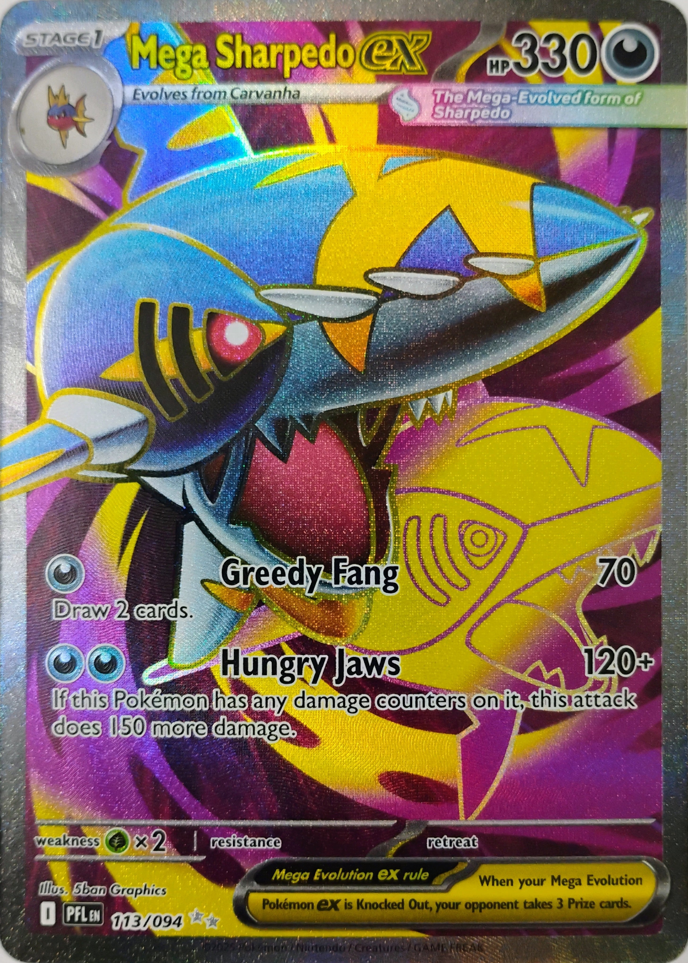 Pokémon tcg Mega Sharpedo Ex 113/094