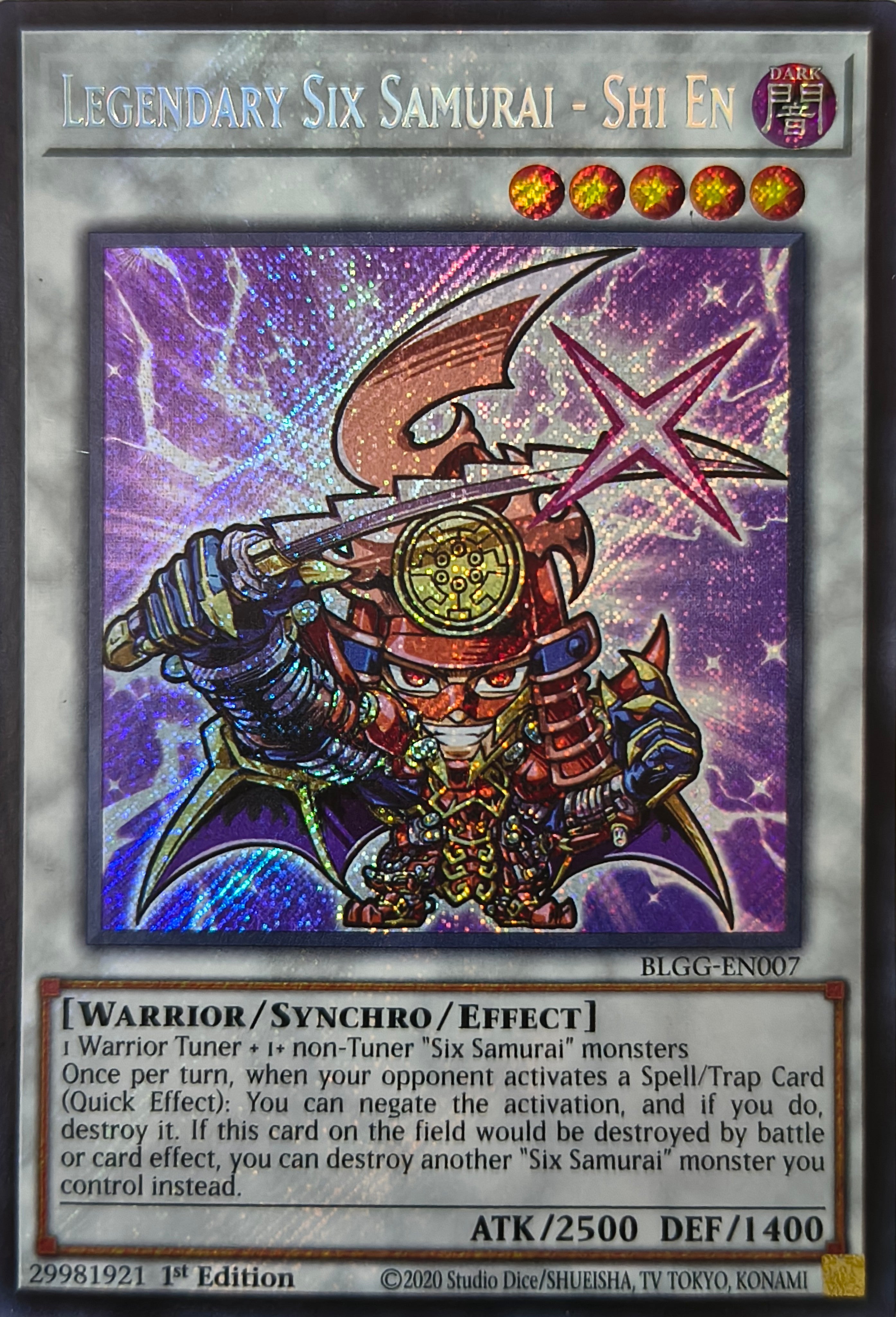 Yugioh! Legendary Six Samurai Blgg-en007 1st edition Secreta