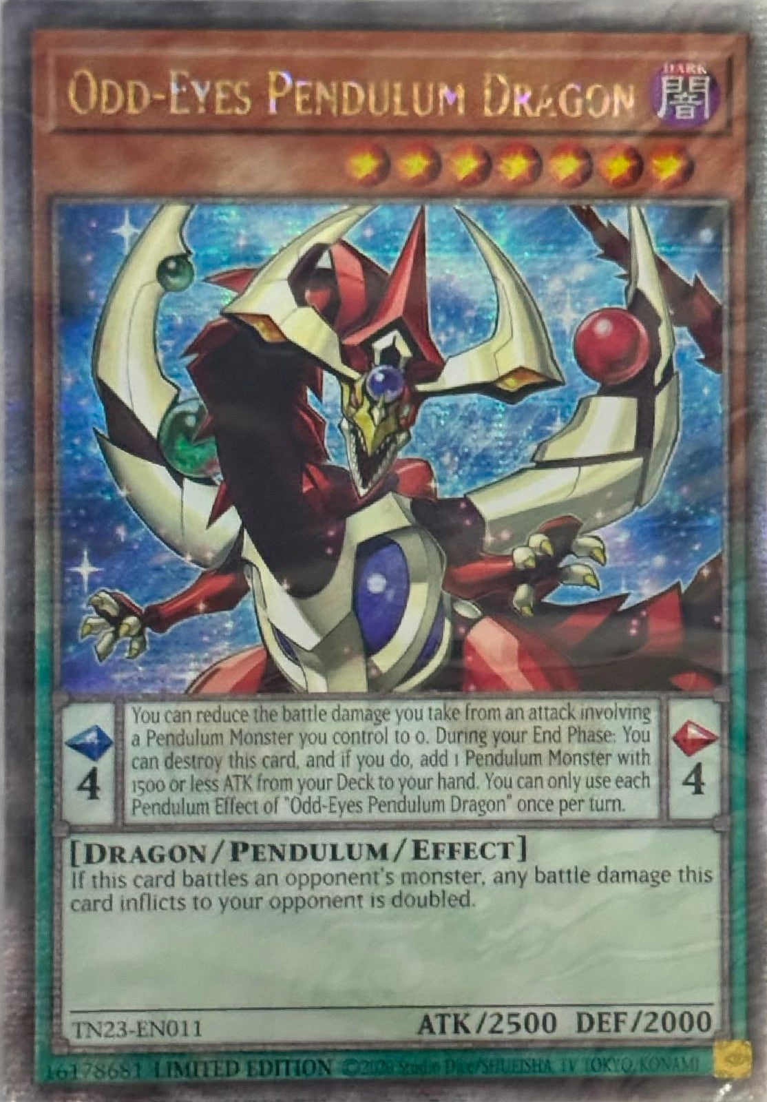 Yugioh! Odd-Eyes Pendulum Dragón TN23-EN011 Quarter