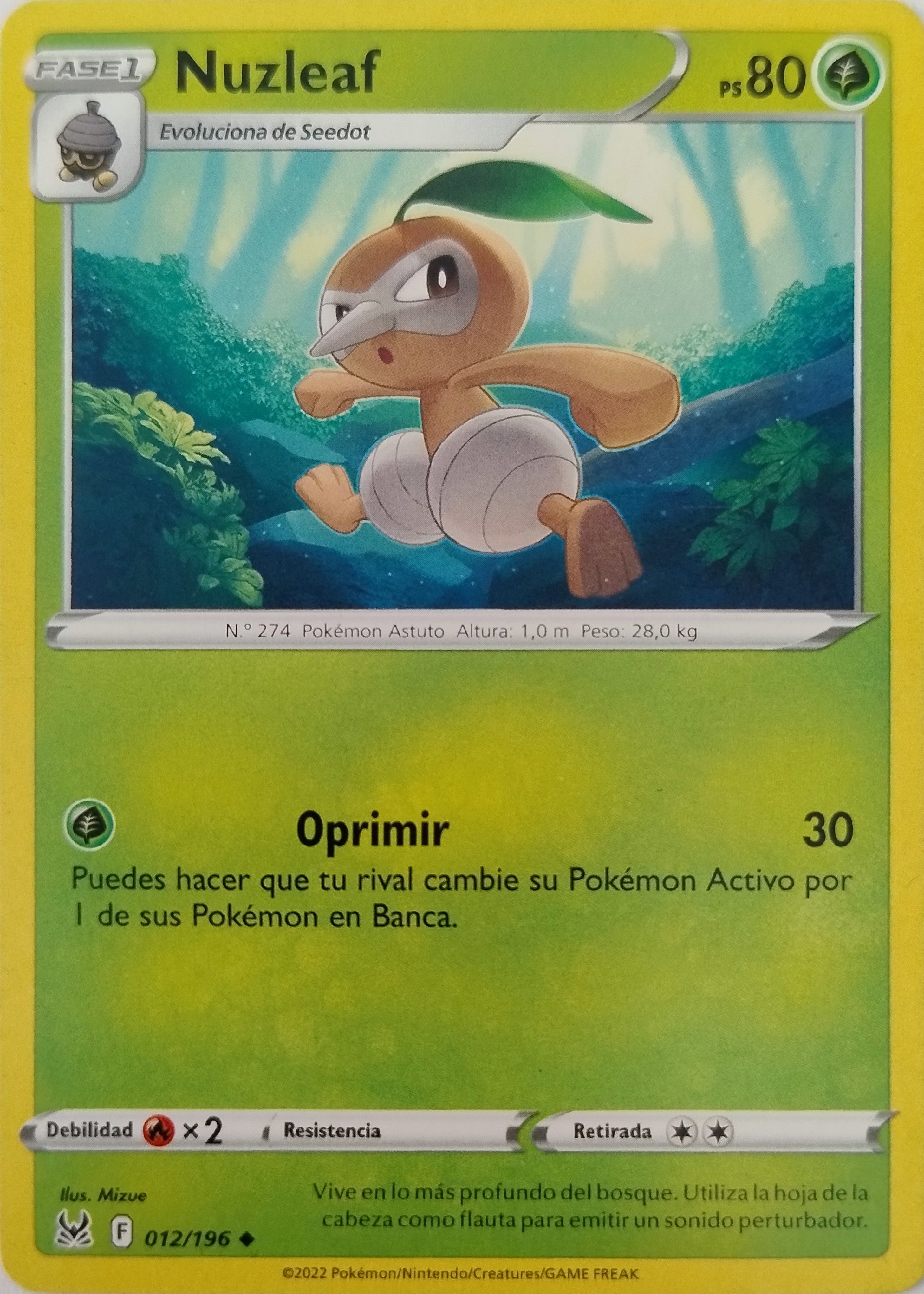 Pokémon Tcg Nuzleaf 012/196 (Español)