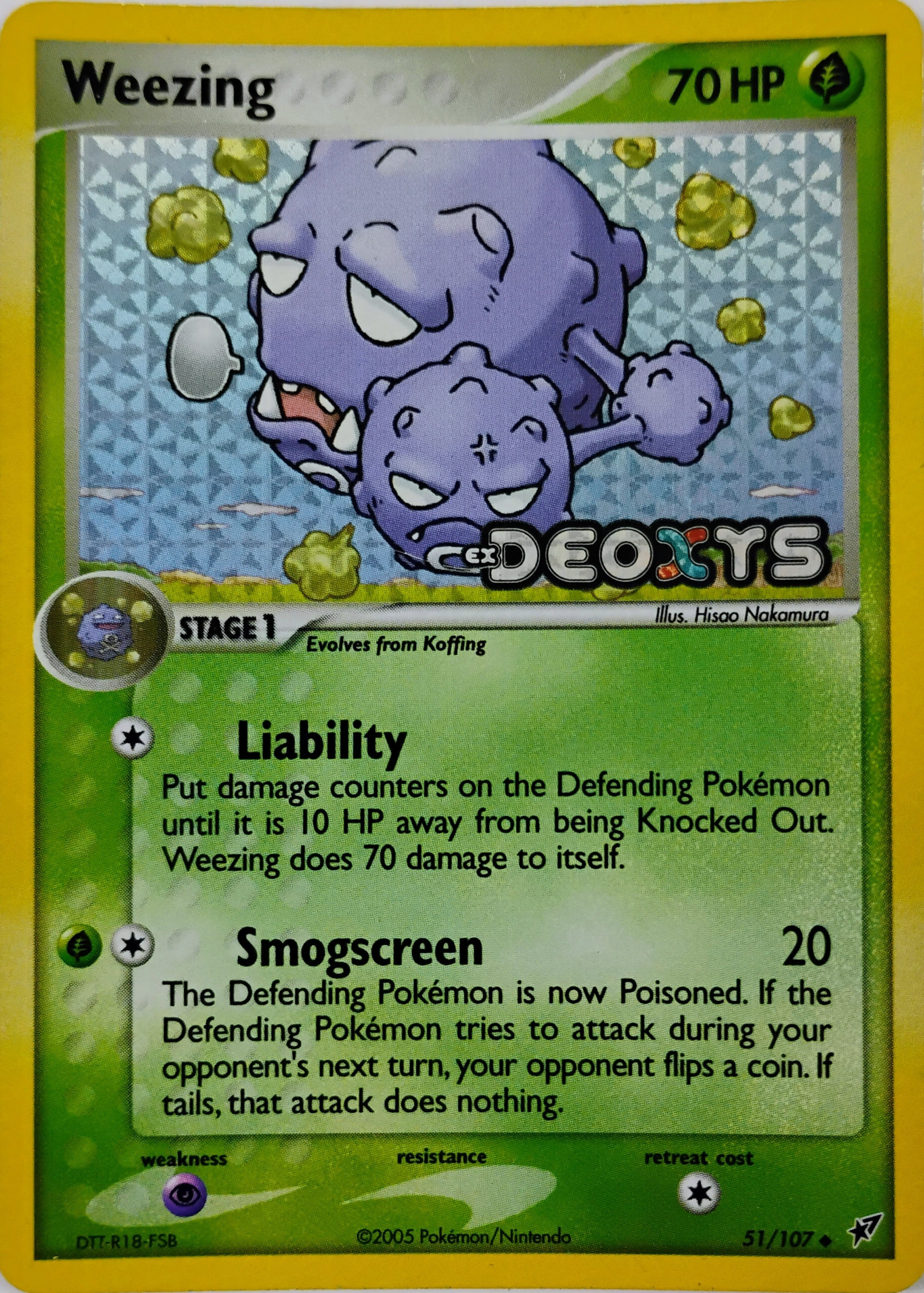 Pokémon tcg Weezing 51/107 Holo (Ex Deoxys)