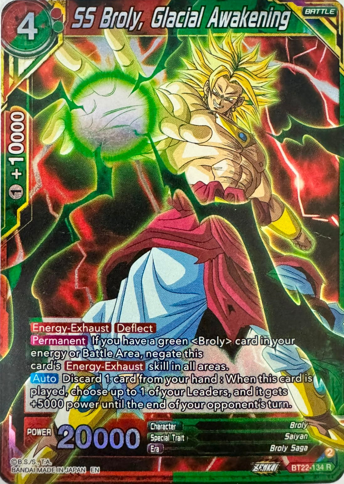 Dragon Ball Tcg Ss Broly, Glacial Awakening Bt22-134 Foil