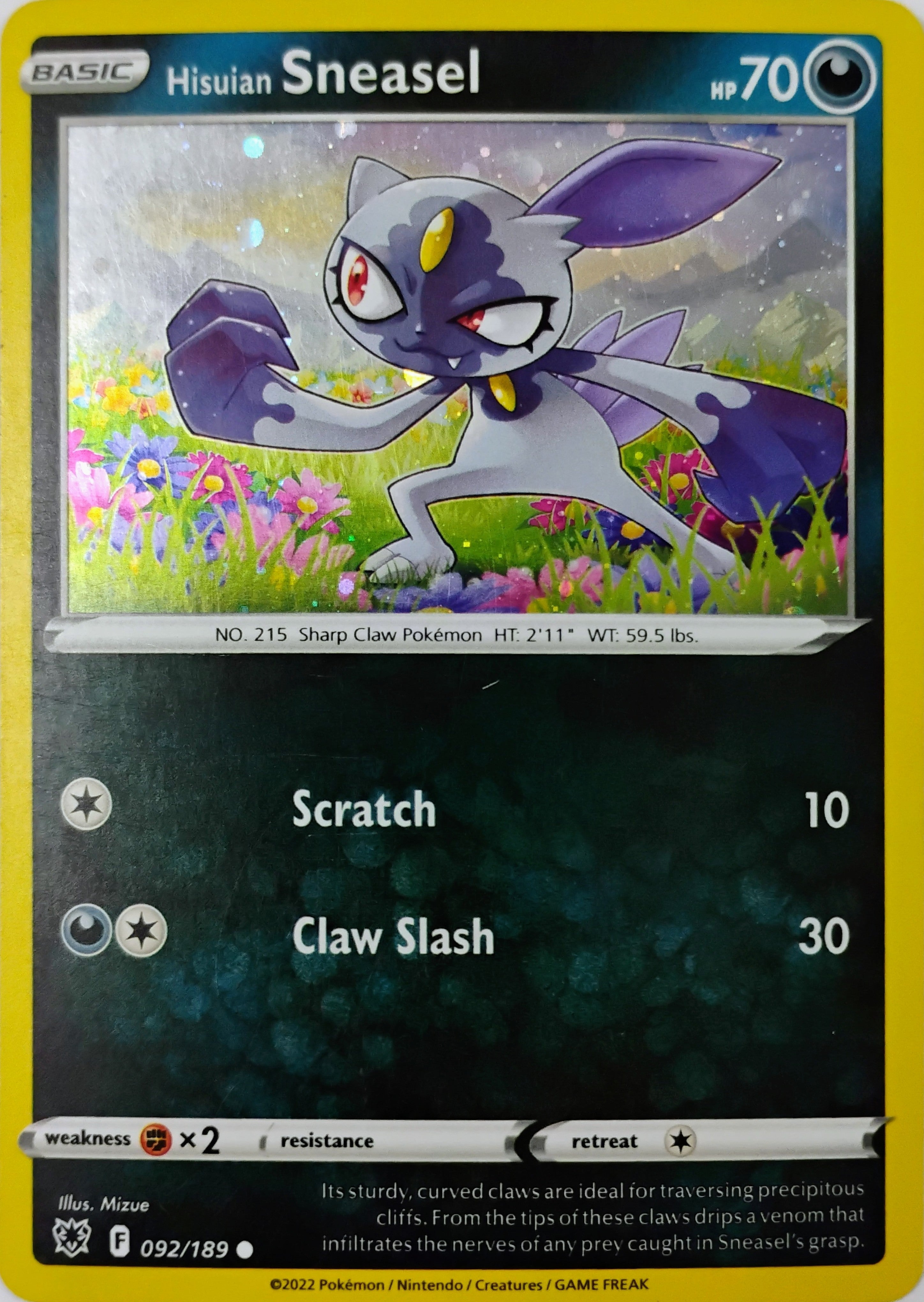 Pokémon tcg Hisuian Sneasel 092/189 Holo Cosmo