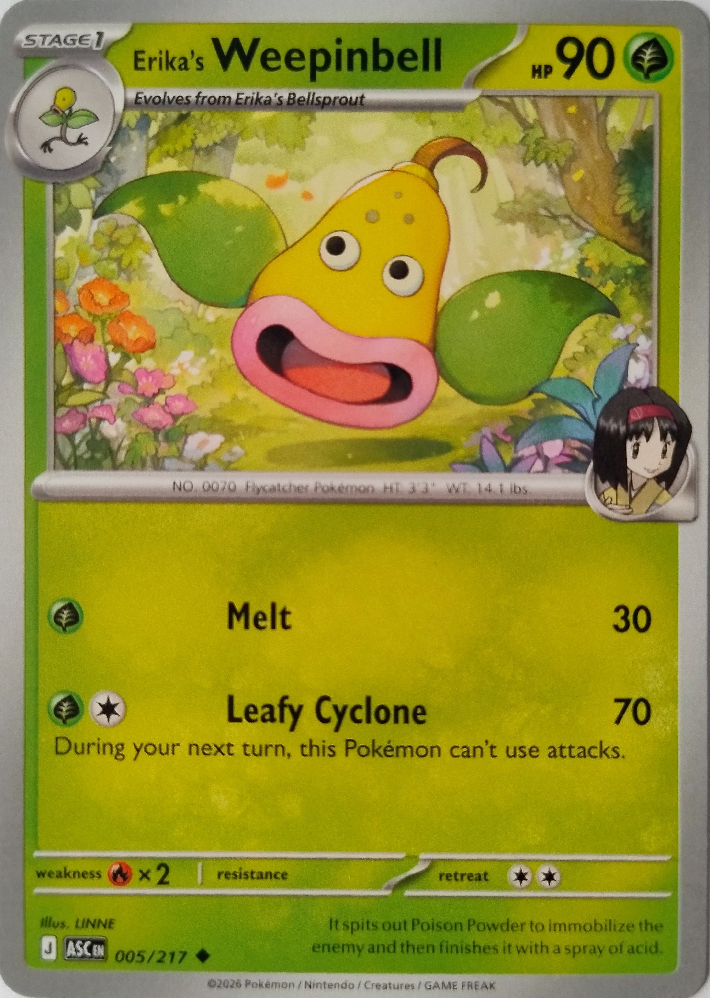 Pokémon Tcg Erika's Weepinbell 005/217