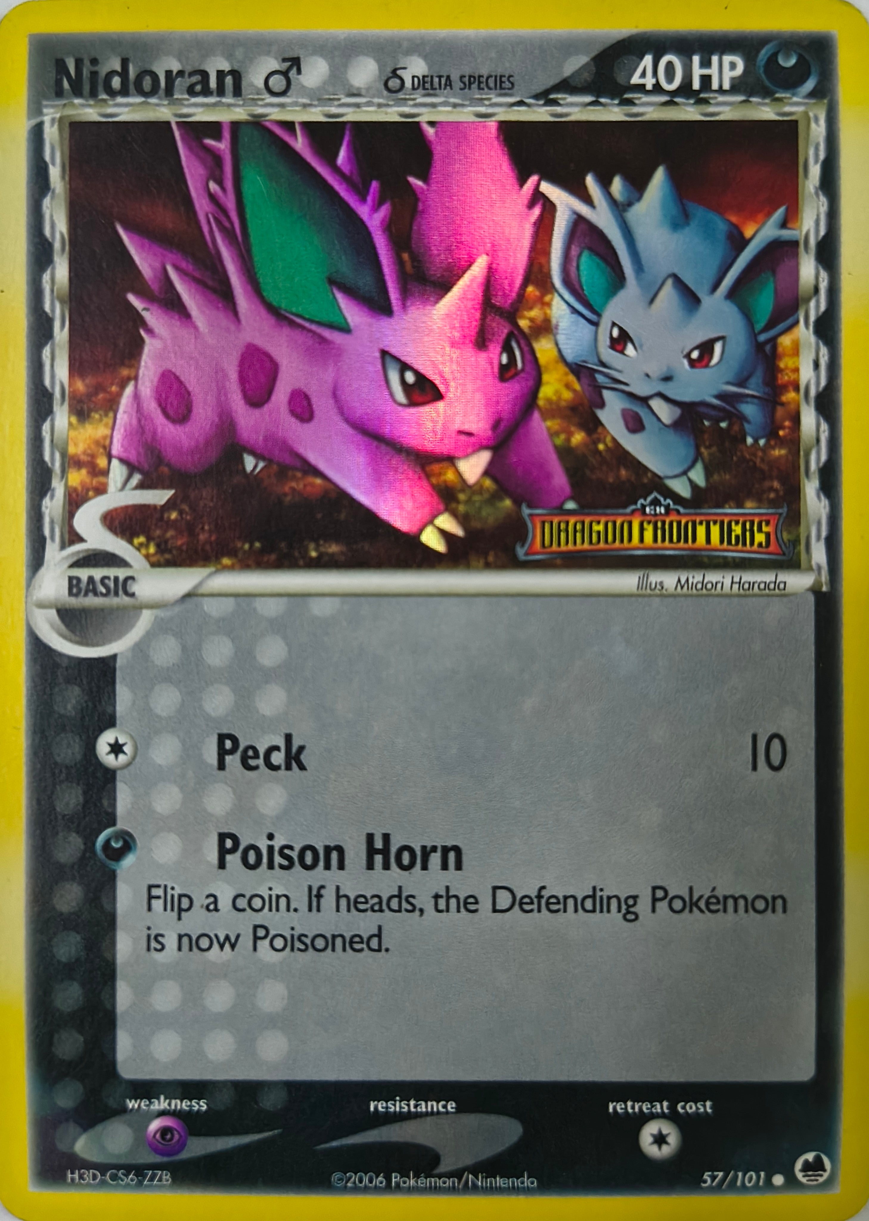 Pokémon tcg Nidoran 57/101 Holo (Dragon Frontiers)