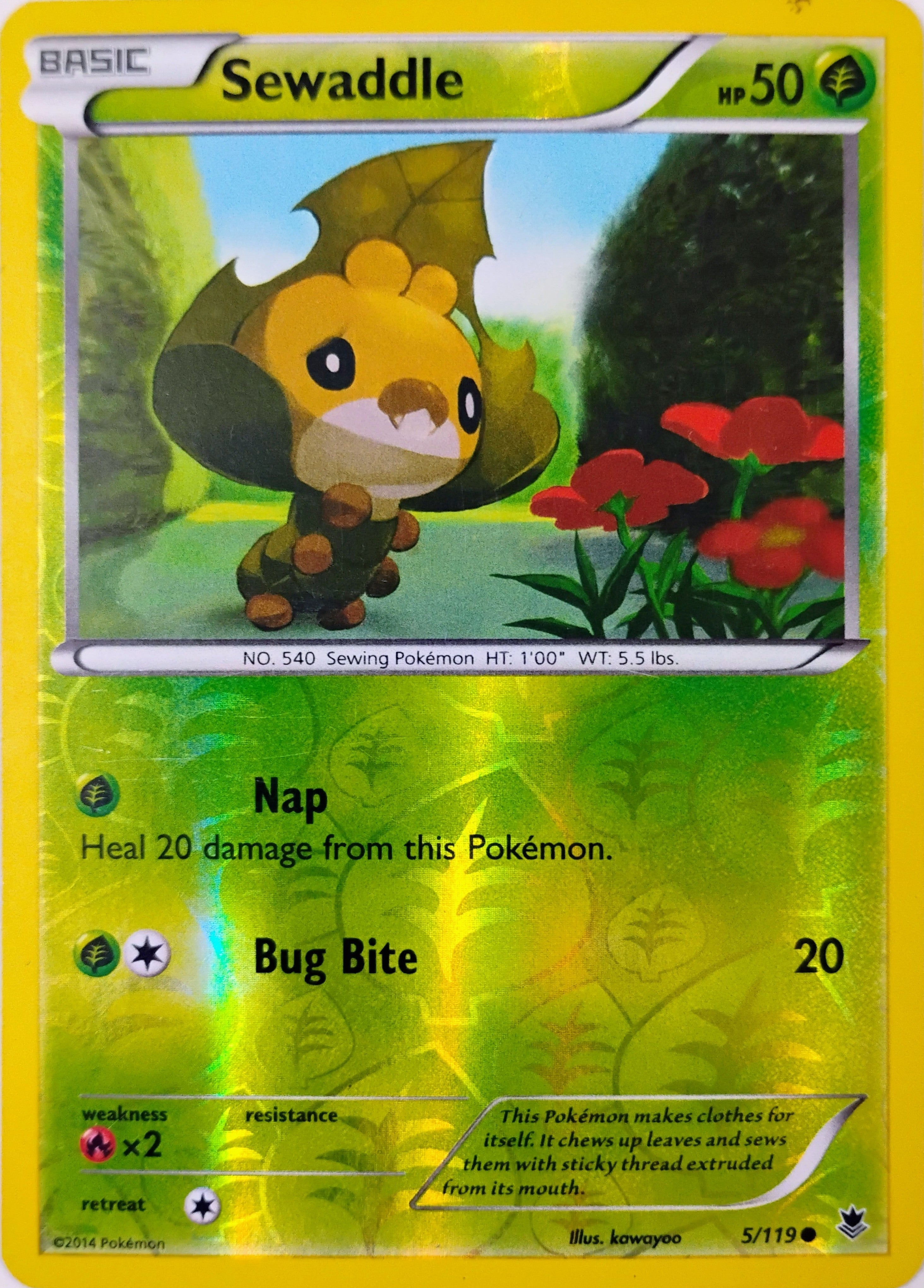 Pokémon tcg Sewaddle 5/119 Reverse