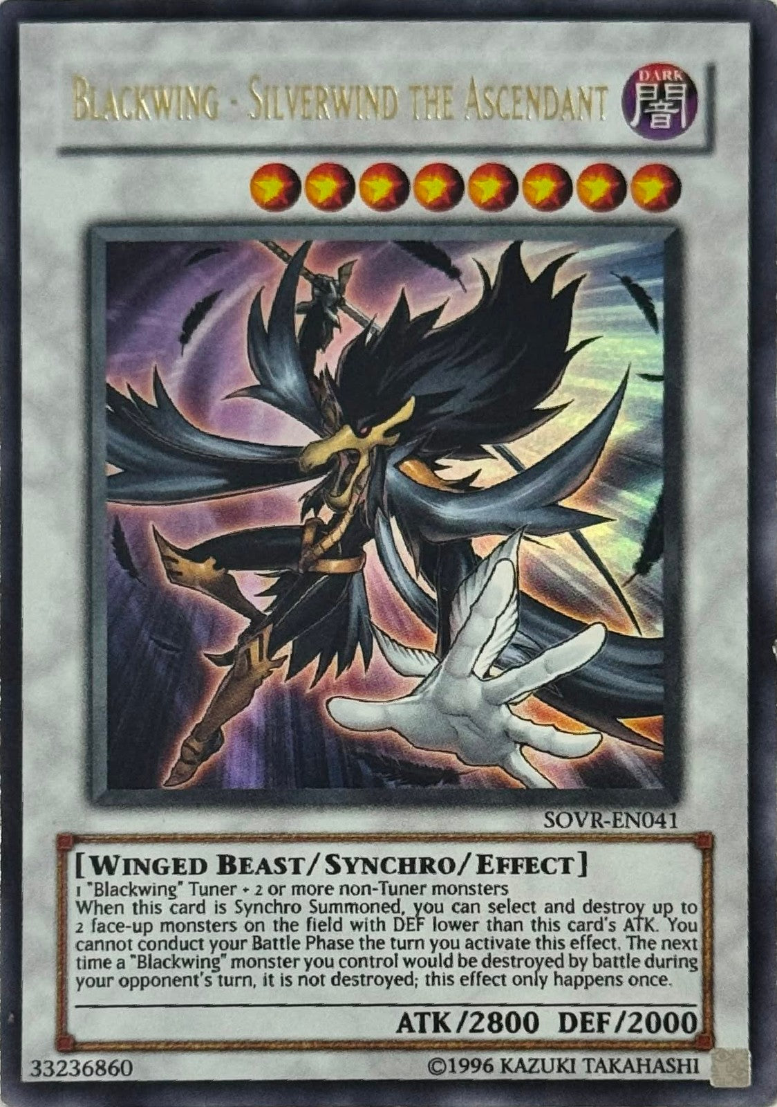 Yugioh! Blackwing - Silverwind The ascendant SOVR-EN041 Ultra