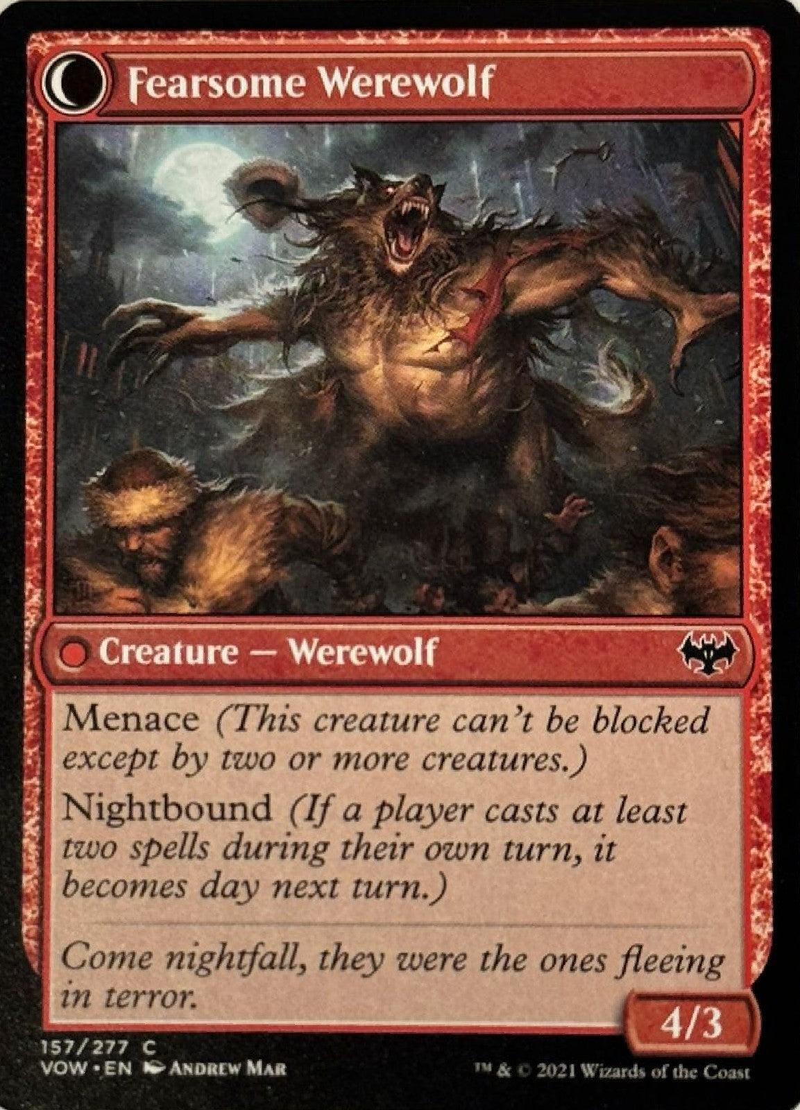 Magic tcg Fearful Villager//Fearsome Werewolf 157/277